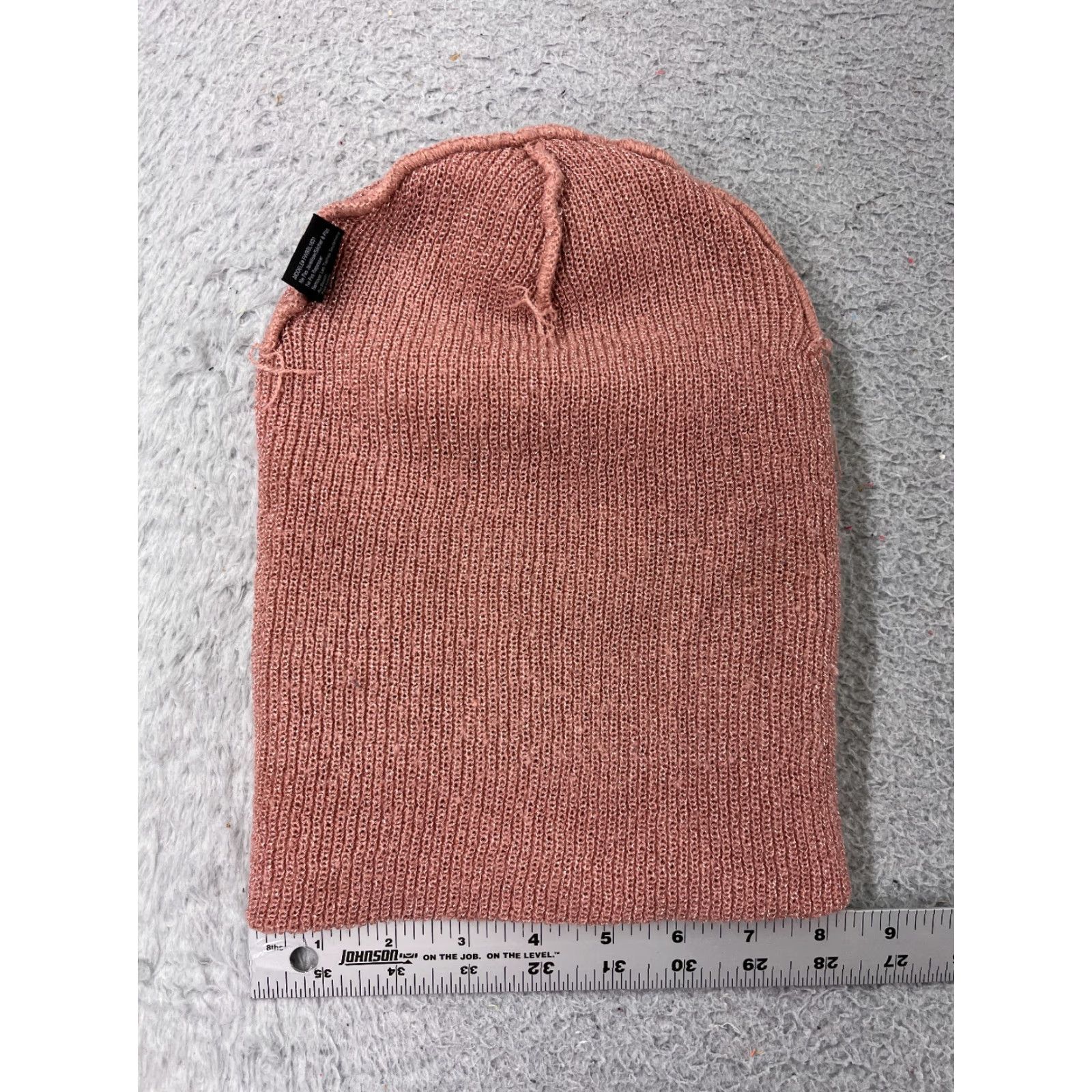 Vintage David and Young Beanie Toque Adult One Size Pink Knit Metallic Blend Sparkly Ski Solid Size ONE SIZE - 4 Thumbnail