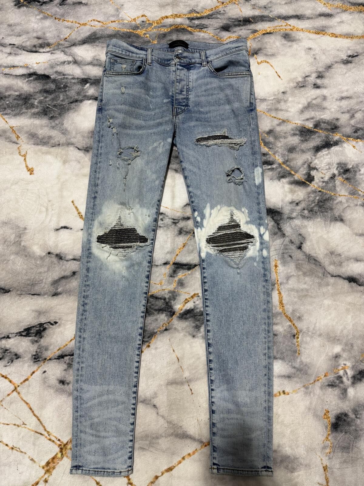 Amiri Amiri MX1 VVS Patch Bleached Indigo Denim - Sz34 Size US 34 / EU 50 - 1 Thumbnail