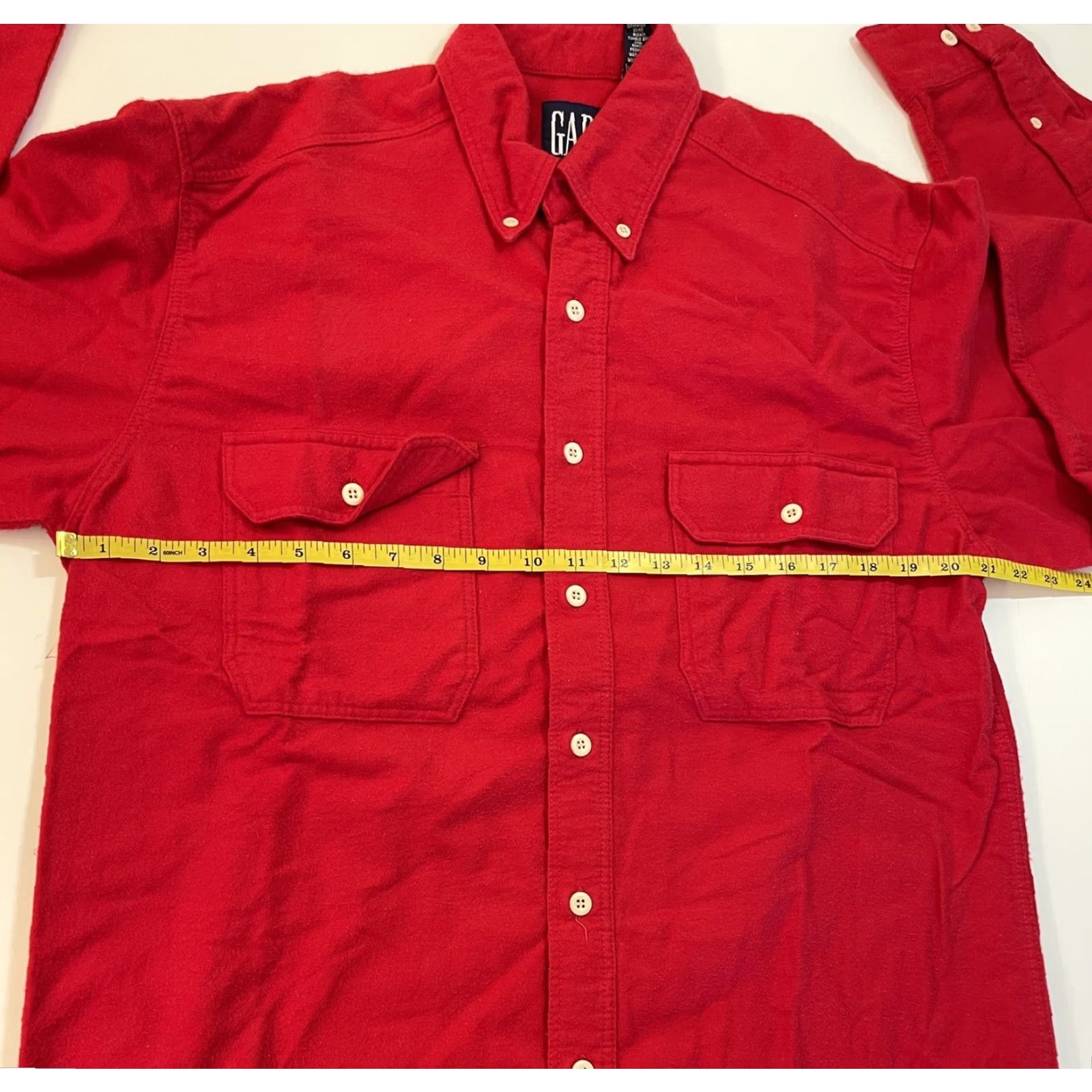 Gap VINTAGE Gap 90s Flannel Shirt Mens Medium Red Heavyweight Button-Up Outdoor Size US M / EU 48-50 / 2 - 6 Thumbnail