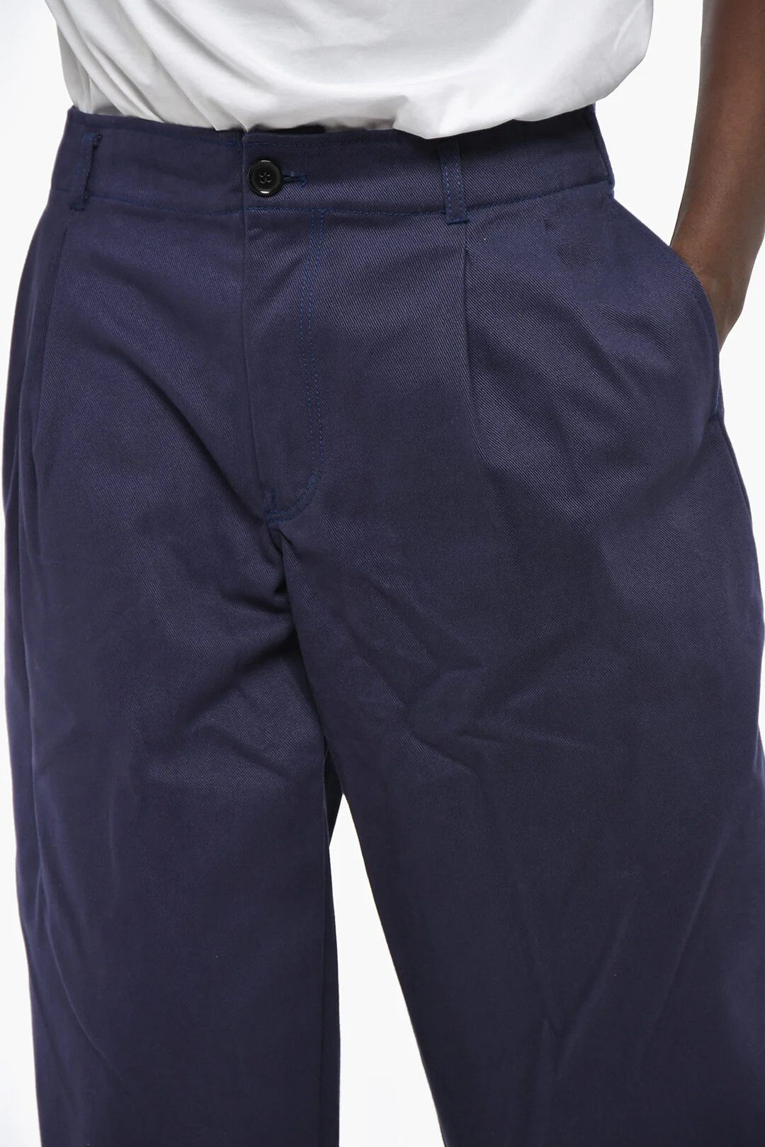 Comme des Garcons og1mm0426Solid-Colour Double-Pleat Pant in Blue Size US 32 / EU 48 - 3 Thumbnail