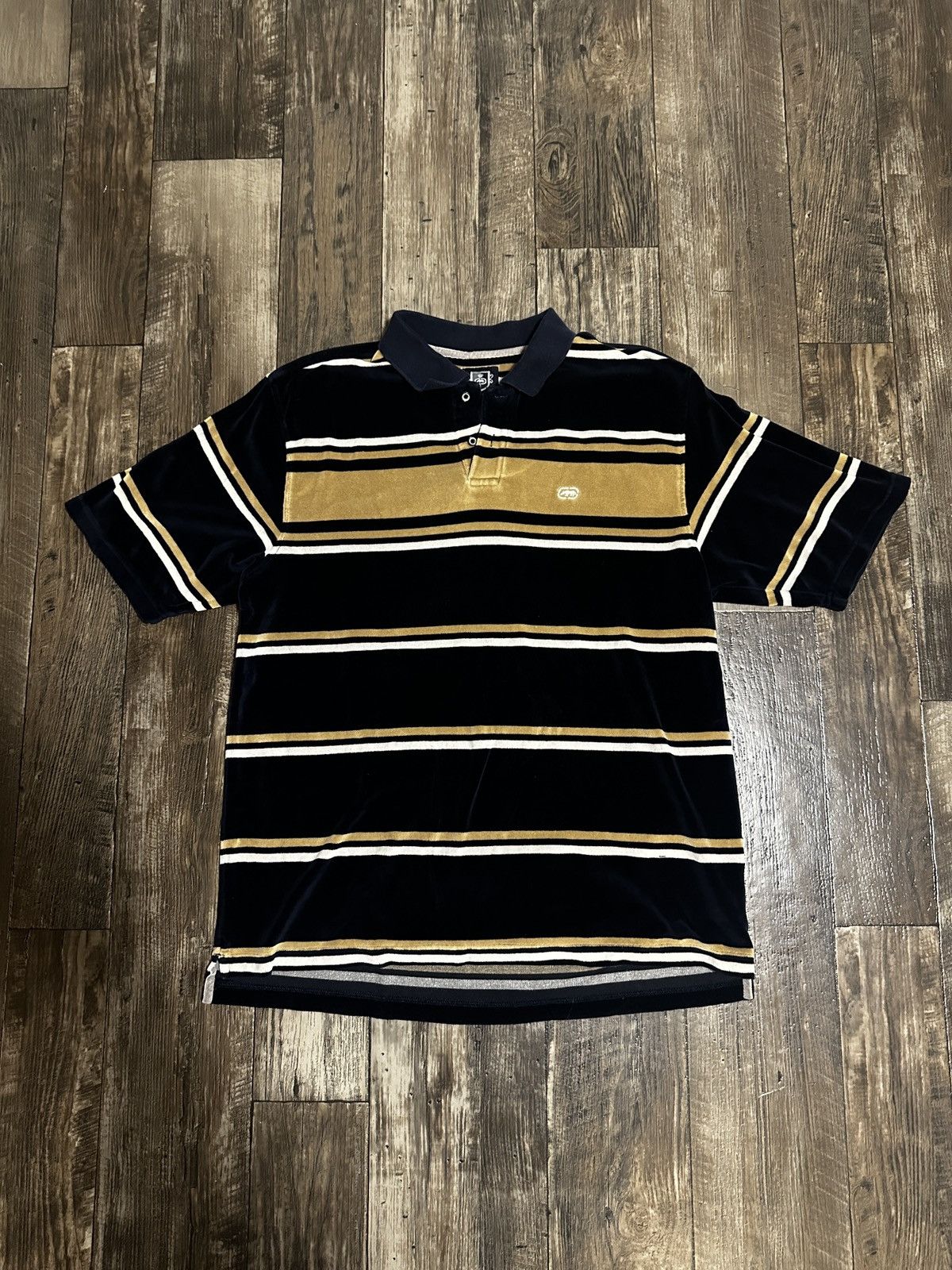 Ecko Unltd. Vintage Y2K Ecko Unltd. Velour Striped Polo Size US XL / EU 56 / 4 - 1 Thumbnail