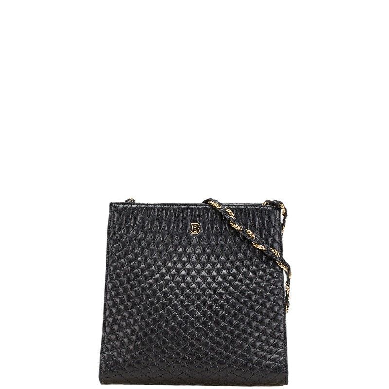 Bally Bally Quilting B Logo Calf Leather Shoulder Bag Leather Shoulder Bag in Black, Women's