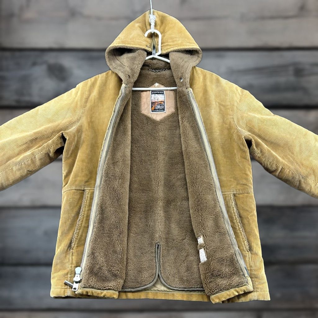 Vintage VINTAGE Mighty Mac Jacket Men XL Brown Corduroy Hooded Shearling Lined USA 70s Jacket/Coat Mid-Length, 90s, Western Mens Size US XL / EU 56 / 4 - 1 Thumbnail