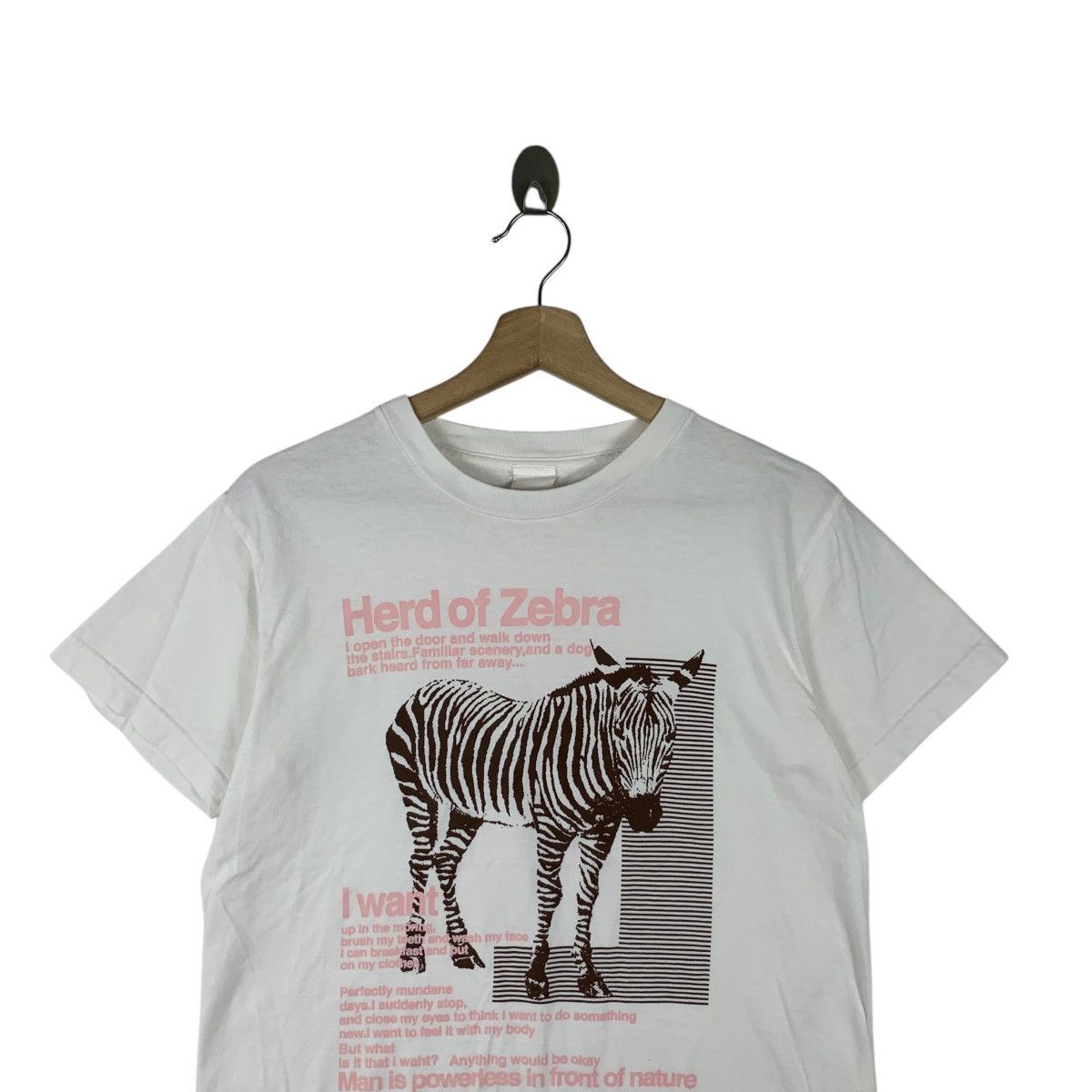 Vintage Vintage HERD OF ZEBRA Illustration Nature Poem Tee Shirt Size S / US 4 / IT 40 - 2 Thumbnail