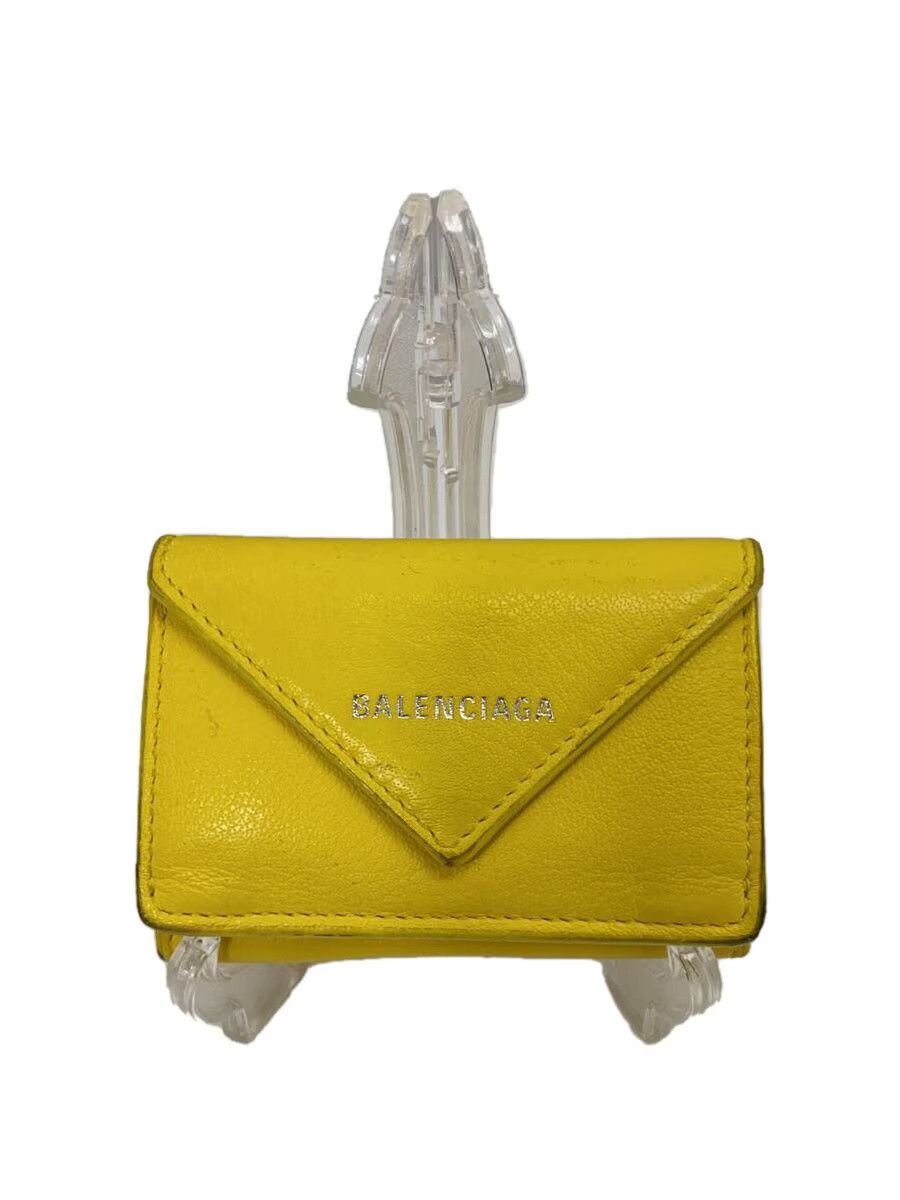 Balenciaga Leather Tri-Fold Wallet Yellow