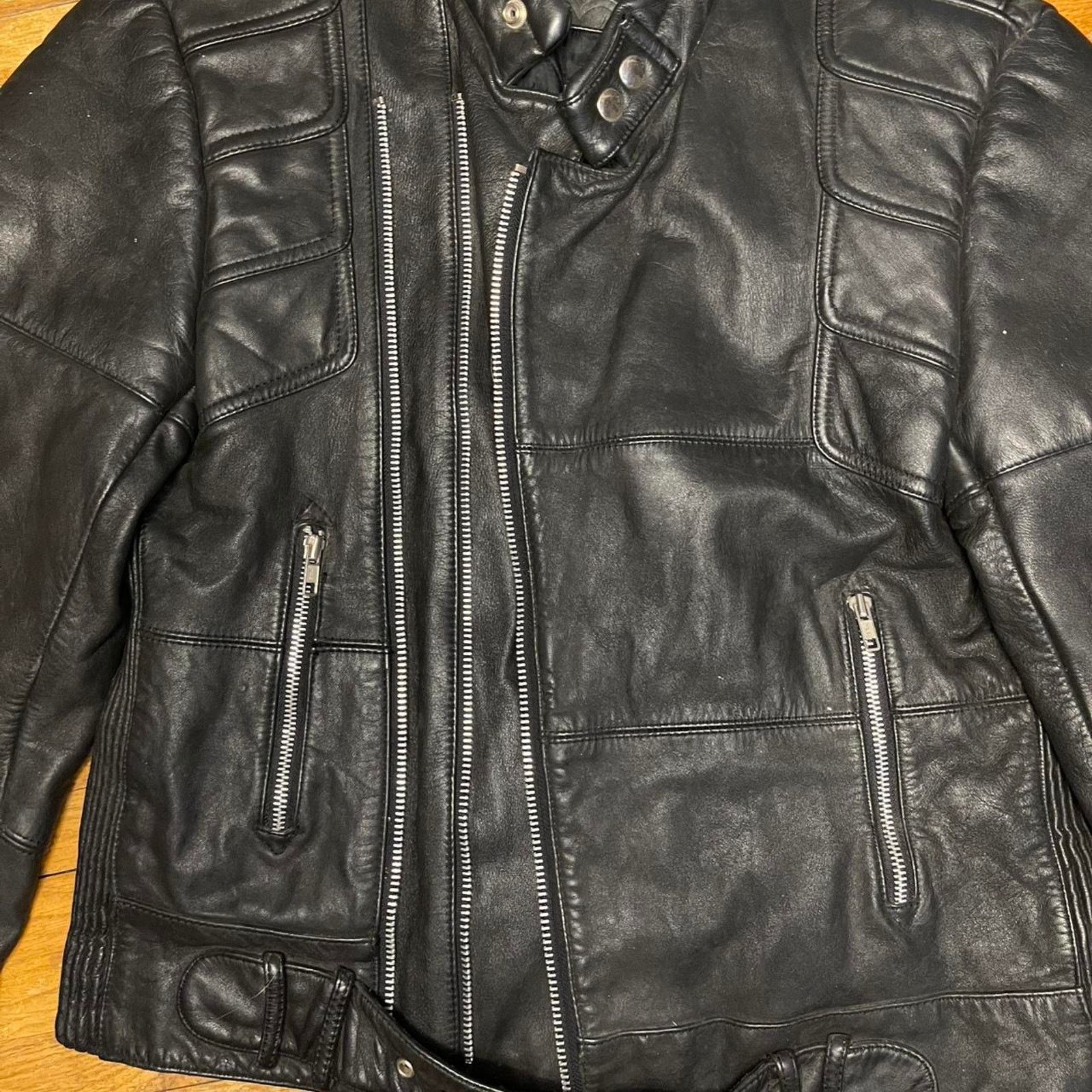 Vintage Vintage Echtes Leder Biker Leather Jacket Size US M / EU 48-50 / 2 - 3 Thumbnail