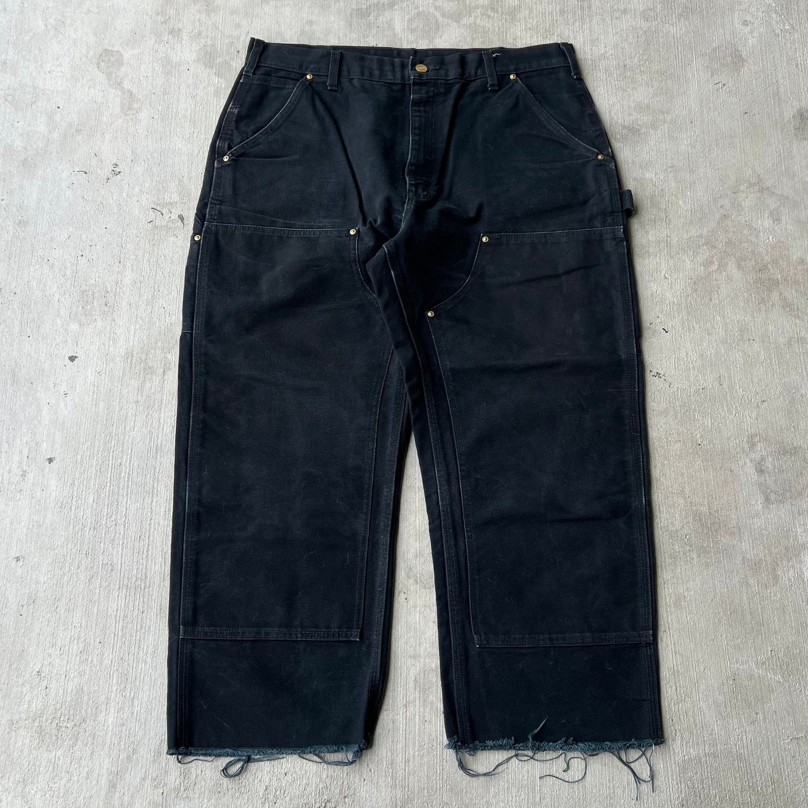 Carhartt × Vintage Carhartt black CUT double knee work wear carpenter pants Size US 35 - 1 Thumbnail