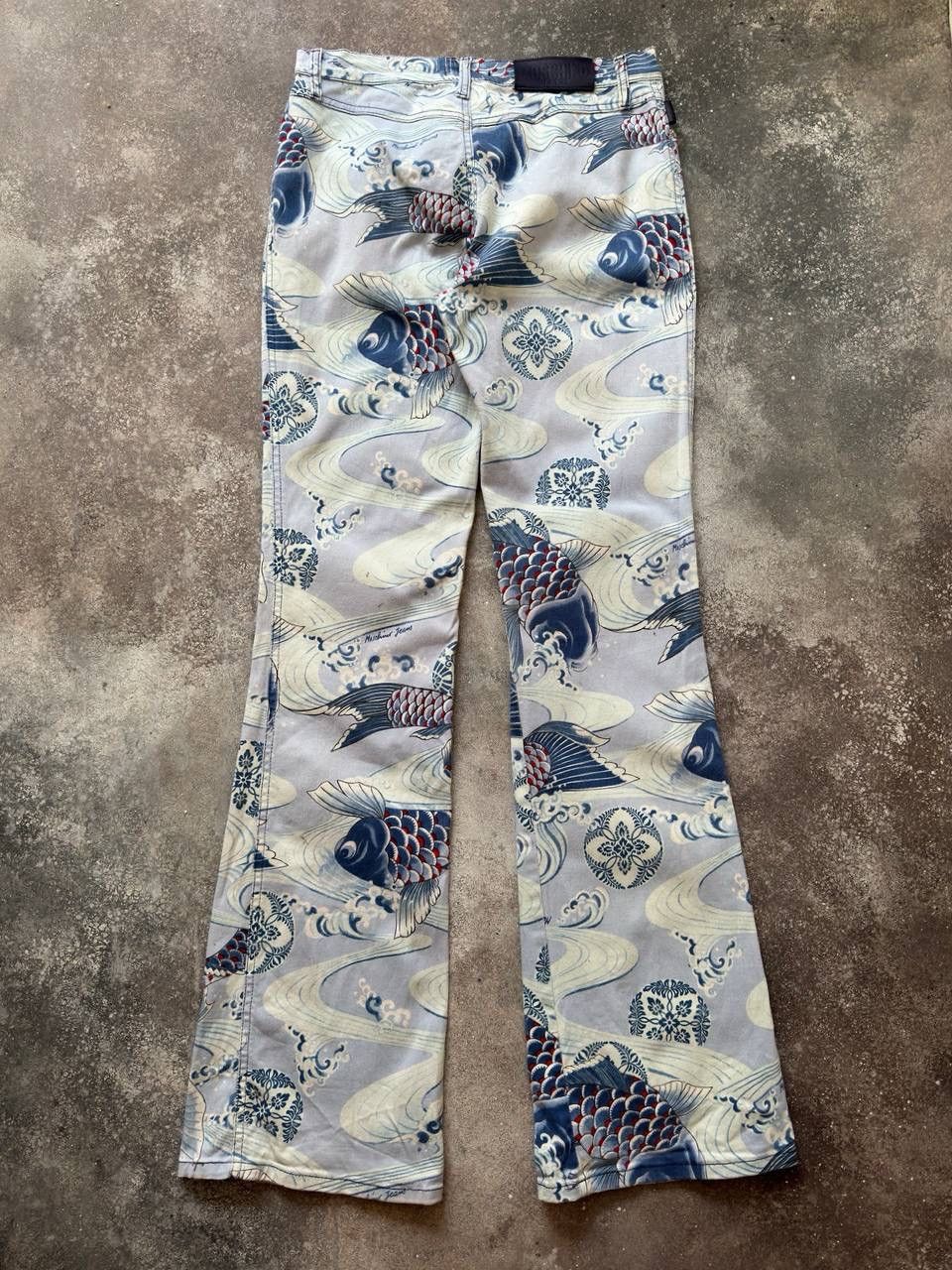 Moschino Moschino Retro Y2K Japanese Koi Fish Oriental Flared Pants Size 29" - 2 Thumbnail