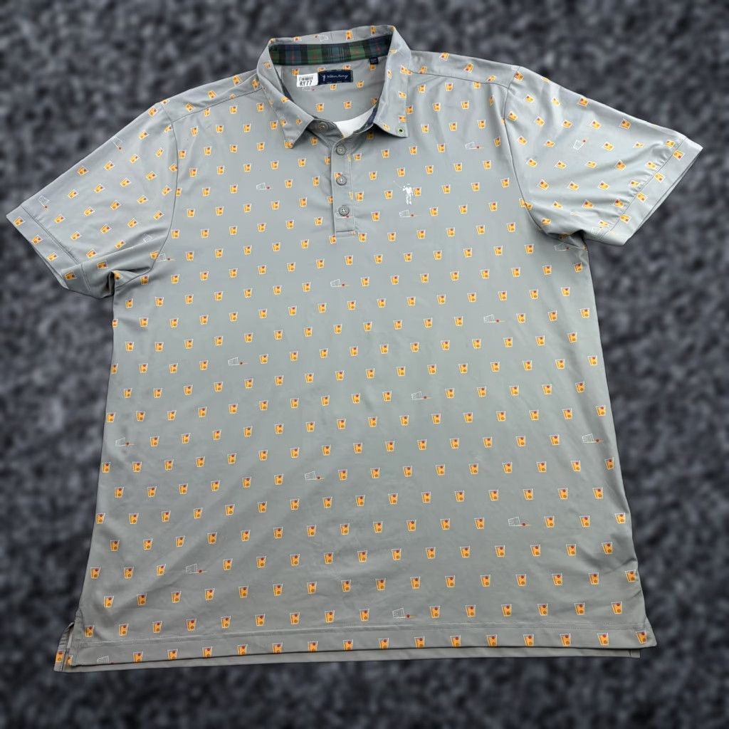 Vintage William Murray Polo Shirt Mens XL Gray Cocktail Print Golf Performance Adult Polo Short Sleeve Gray Cocktail Print Mens XL Size US XL / EU 56 / 4 - 1 Thumbnail