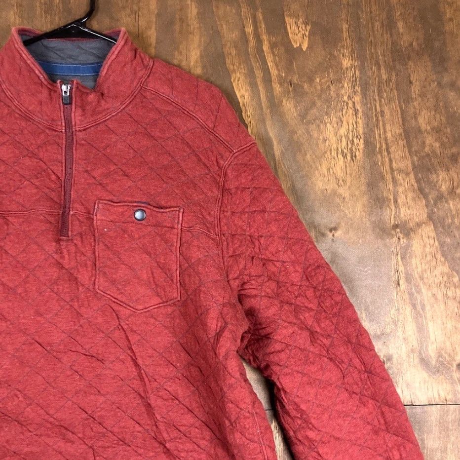 Eddie Bauer VINTAGE Eddie Bauer Mens Sweater Red Quilted Pullover 1/4 Zip Mock Neck Large Size US L / EU 52-54 / 3 - 5 Thumbnail
