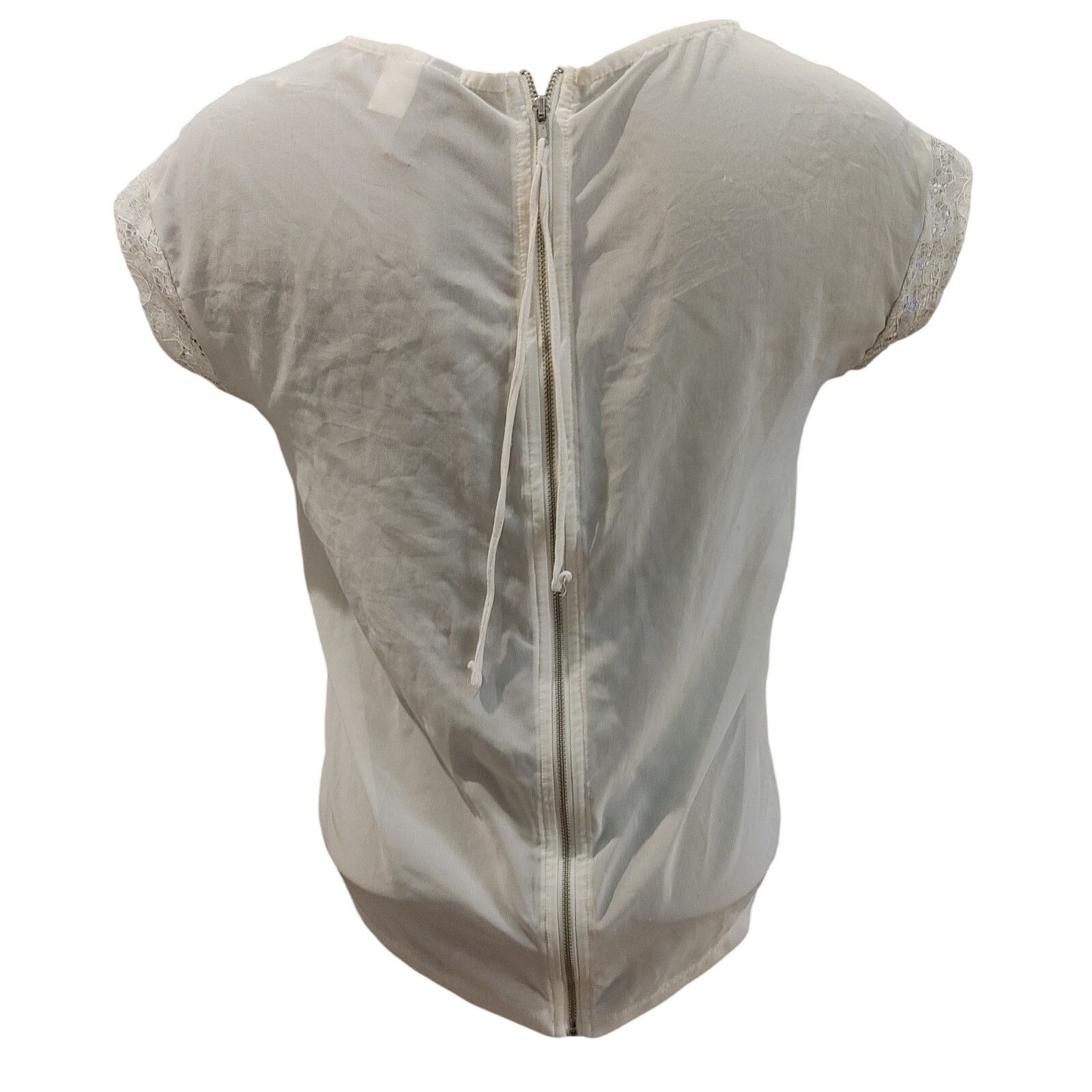 H&M Divided by H&M Women's 2 White Lacey Front Zippered Back T Size S / US 4 / IT 40 - 2 Thumbnail