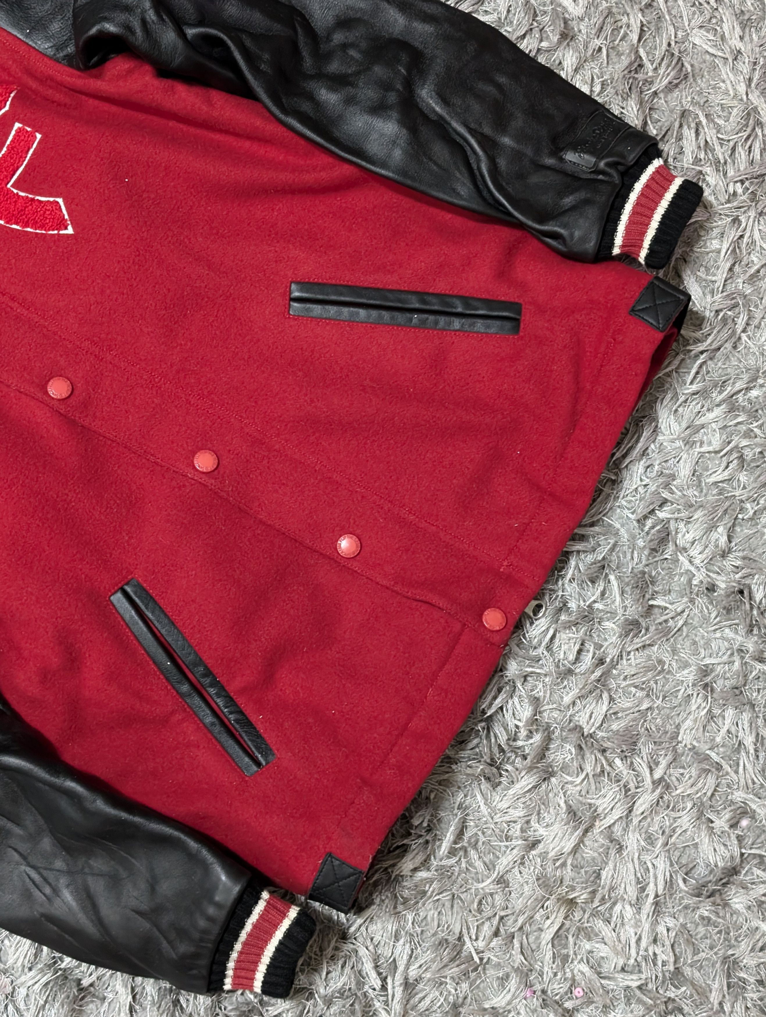 Other Vintage Flip The Script Leather Varsity Jacket Two Tone Coat Size US L / EU 52-54 / 3 - 5 Thumbnail