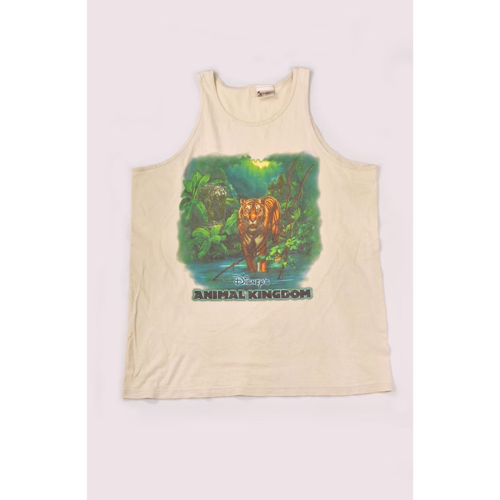 Disney Walt Disney World Animal Kingdom Vintage Tank T-Shirt Tee OS XL Beige 90s Cartoon Mens Shirt Tank Top Size US XL / EU 56 / 4 - 2 Thumbnail