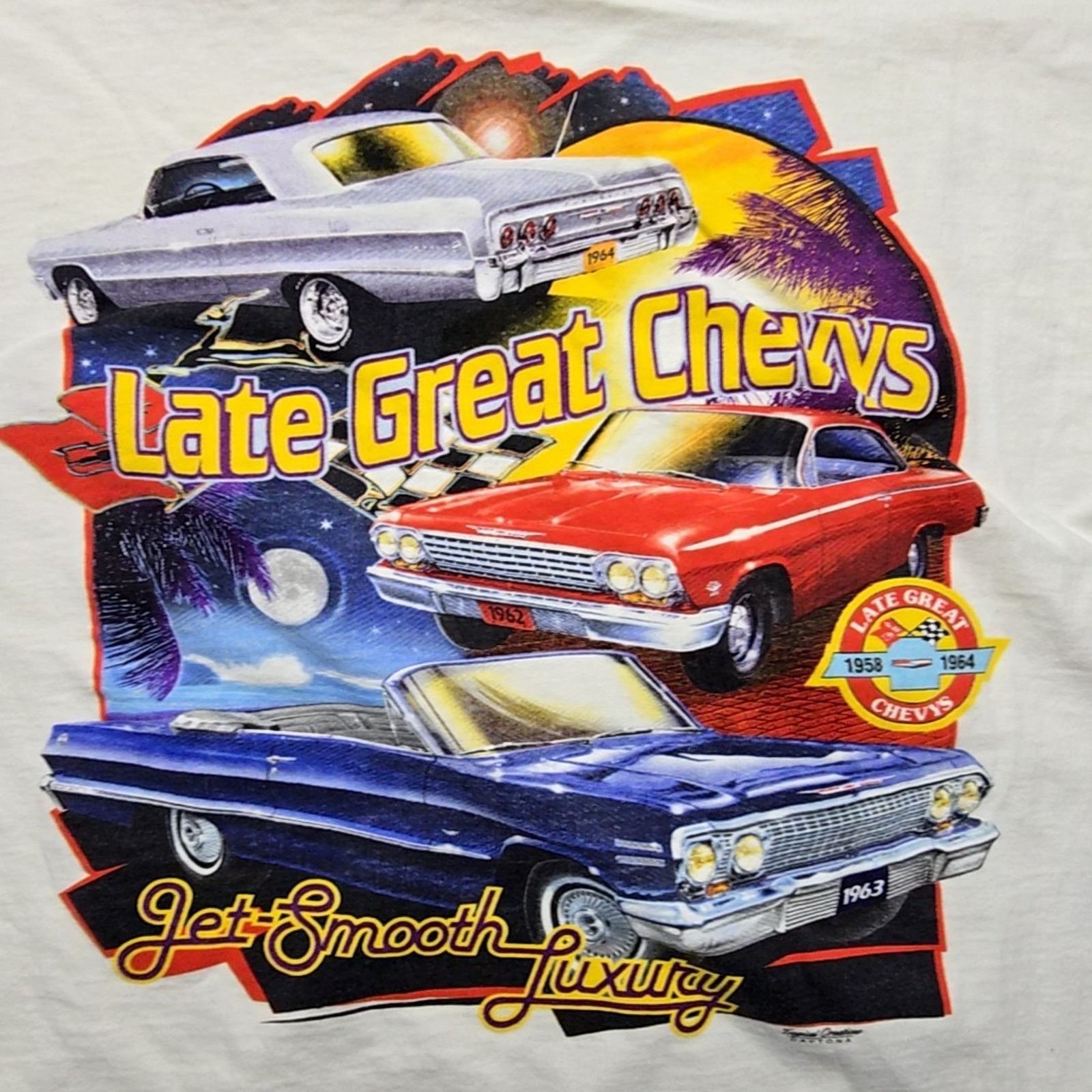 Fruit Of The Loom Vintage Late Great Chevys Car Shirt XL White Tee 90s Size US XL / EU 56 / 4 - 2 Thumbnail