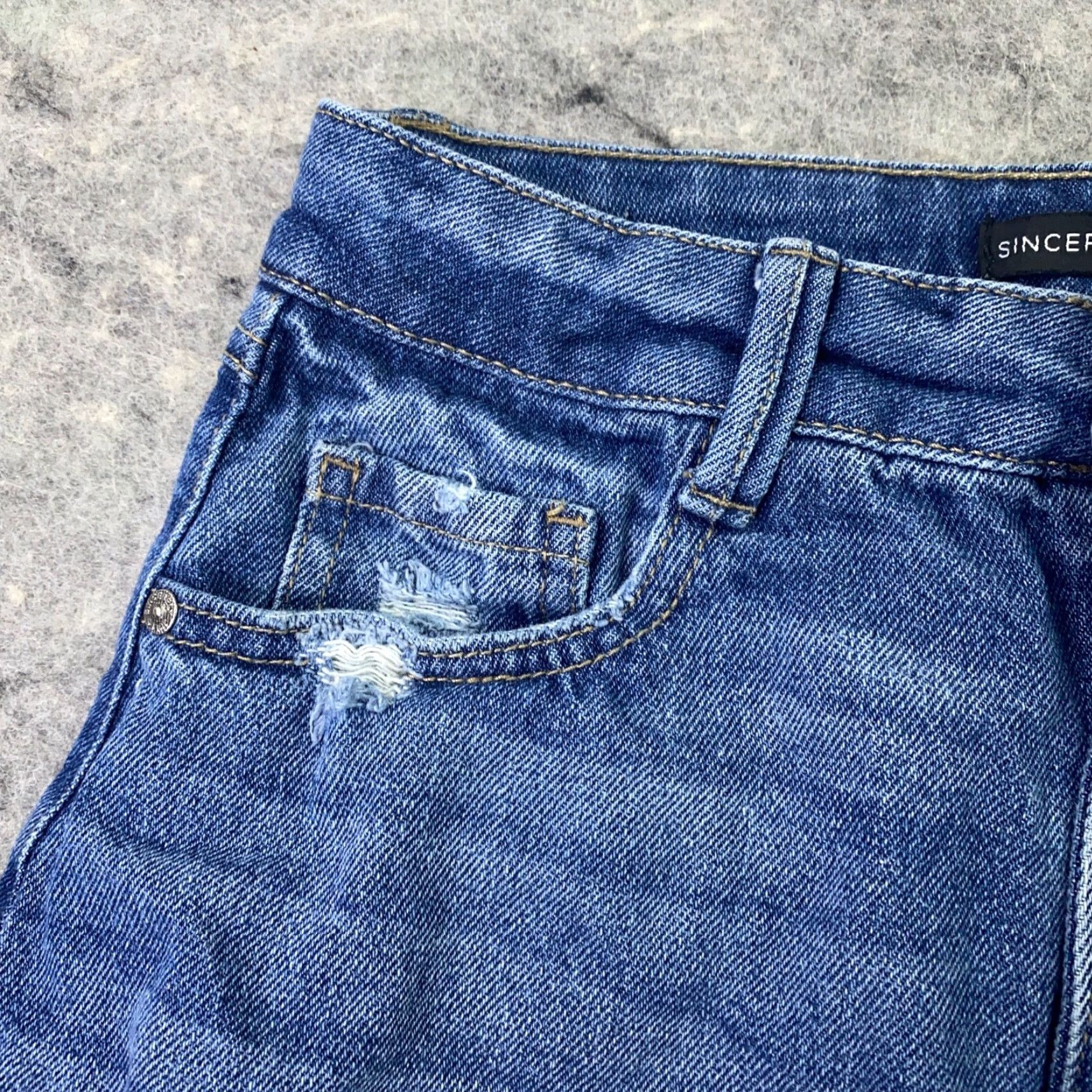 Denime Sincerely Jules Womens Shorts Size 1 Juniors Denim Blue Distressed Cut-Off Stretch Size 25" / US 0 / IT 36 - 3 Thumbnail