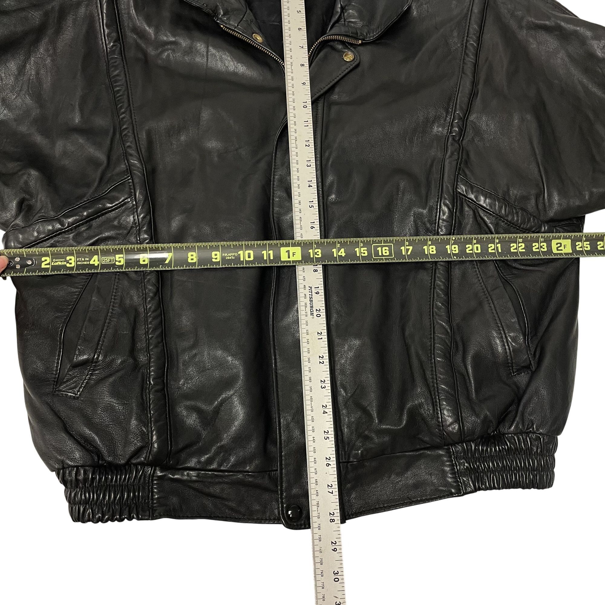 Other 80 90’s Black Leather BOMBER MOTORCYCLE BIKER Jacket 46 L Size US XL / EU 56 / 4 - 6 Thumbnail