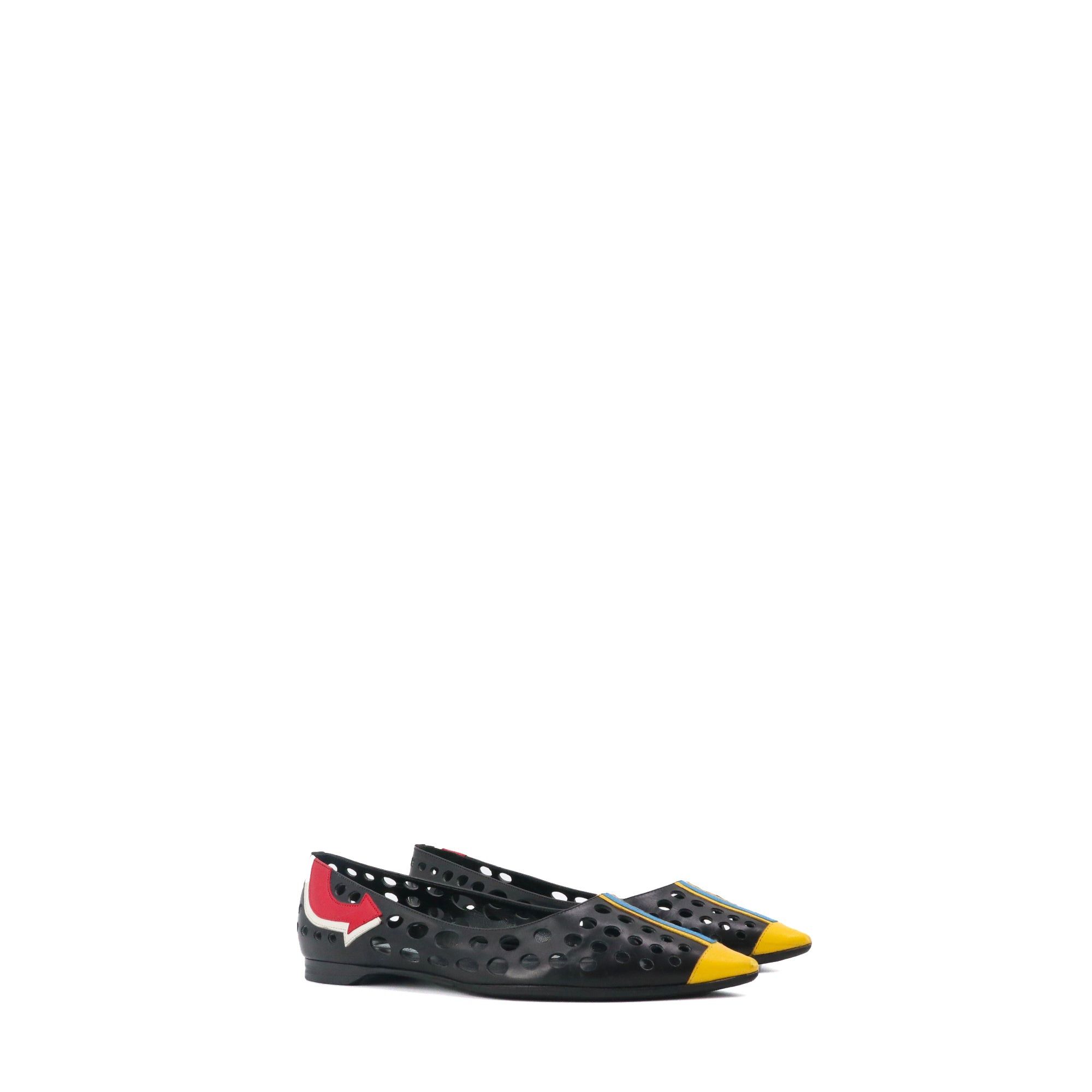 Prada PRADA - Prada ballerinas in black perforated leather (T39) Size US 8 / IT 38 - 1 Thumbnail