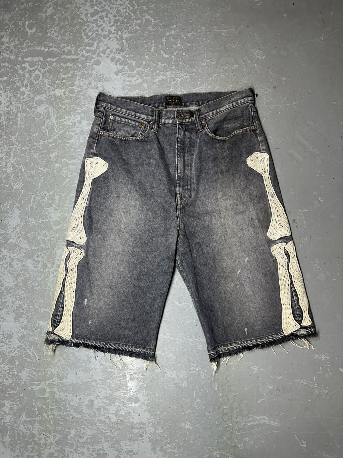 Kapital Kapital “bone” black denim shorts Size US 34 / EU 50 - 1 Thumbnail