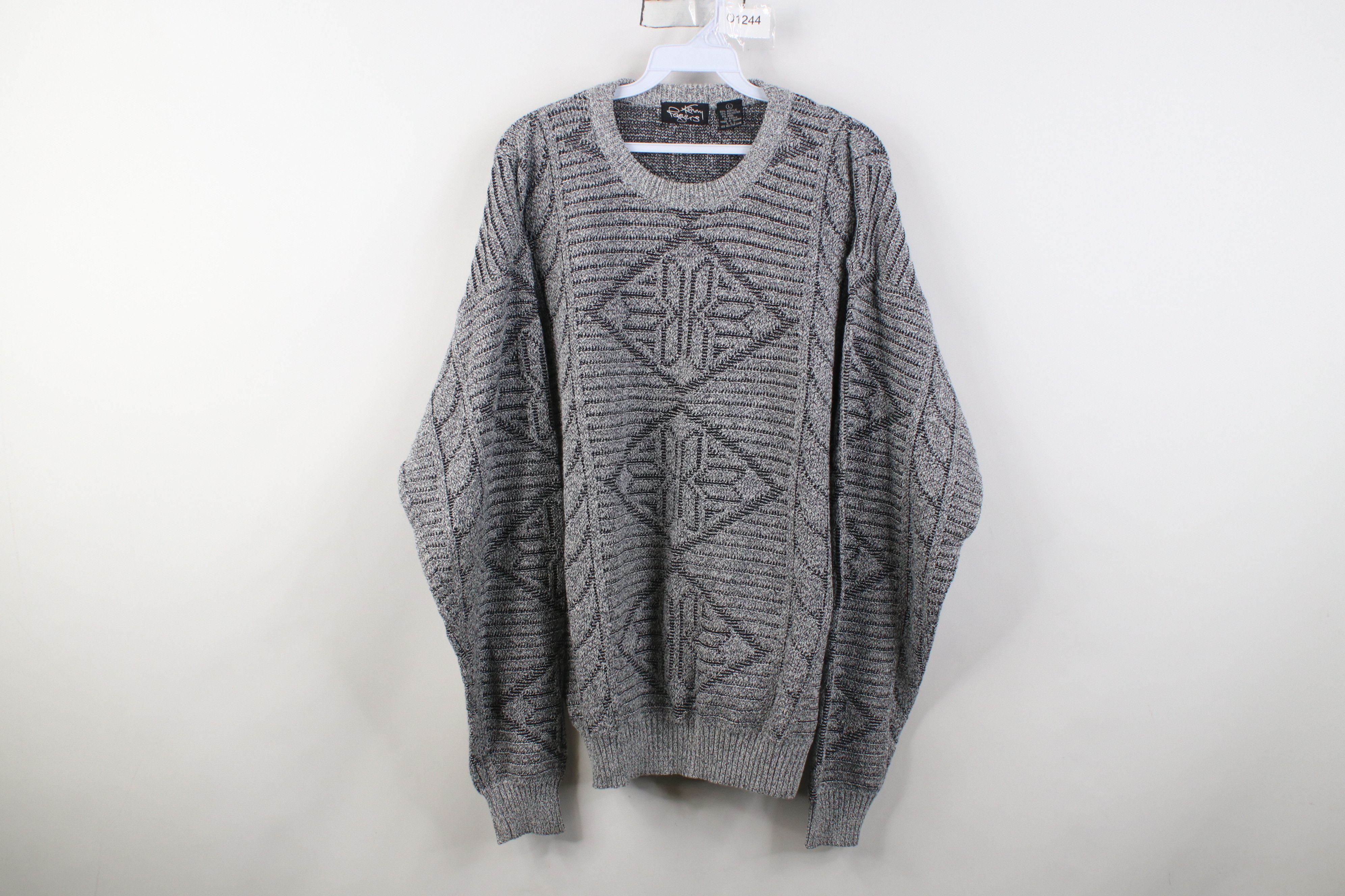 Vintage Vintage 90s Streetwear Fair Isle Ribbed Knit Sweater Gray Size US L / EU 52-54 / 3 - 1 Thumbnail