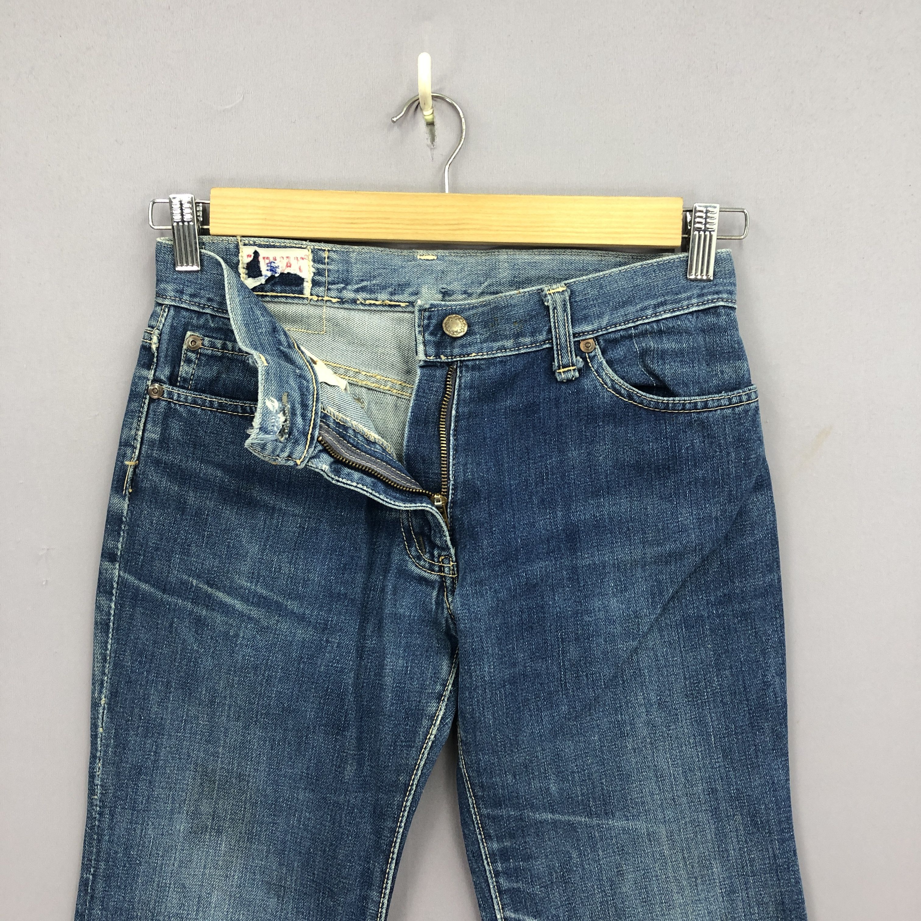 Japanese Brand Vintage 70s Blueway Flare Jeans Faded Light Wash Denim Size 28" / US 6 / IT 42 - 7 Thumbnail