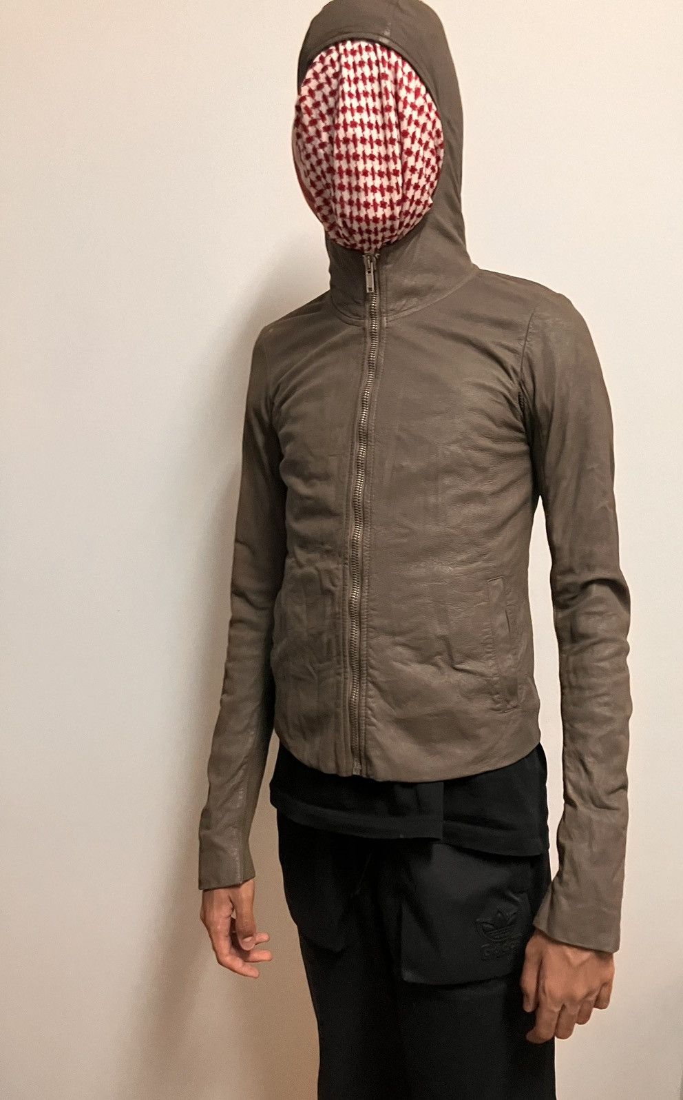 Rick Owens Dust leather Olmar+Mirta hoodie jacket | Grailed