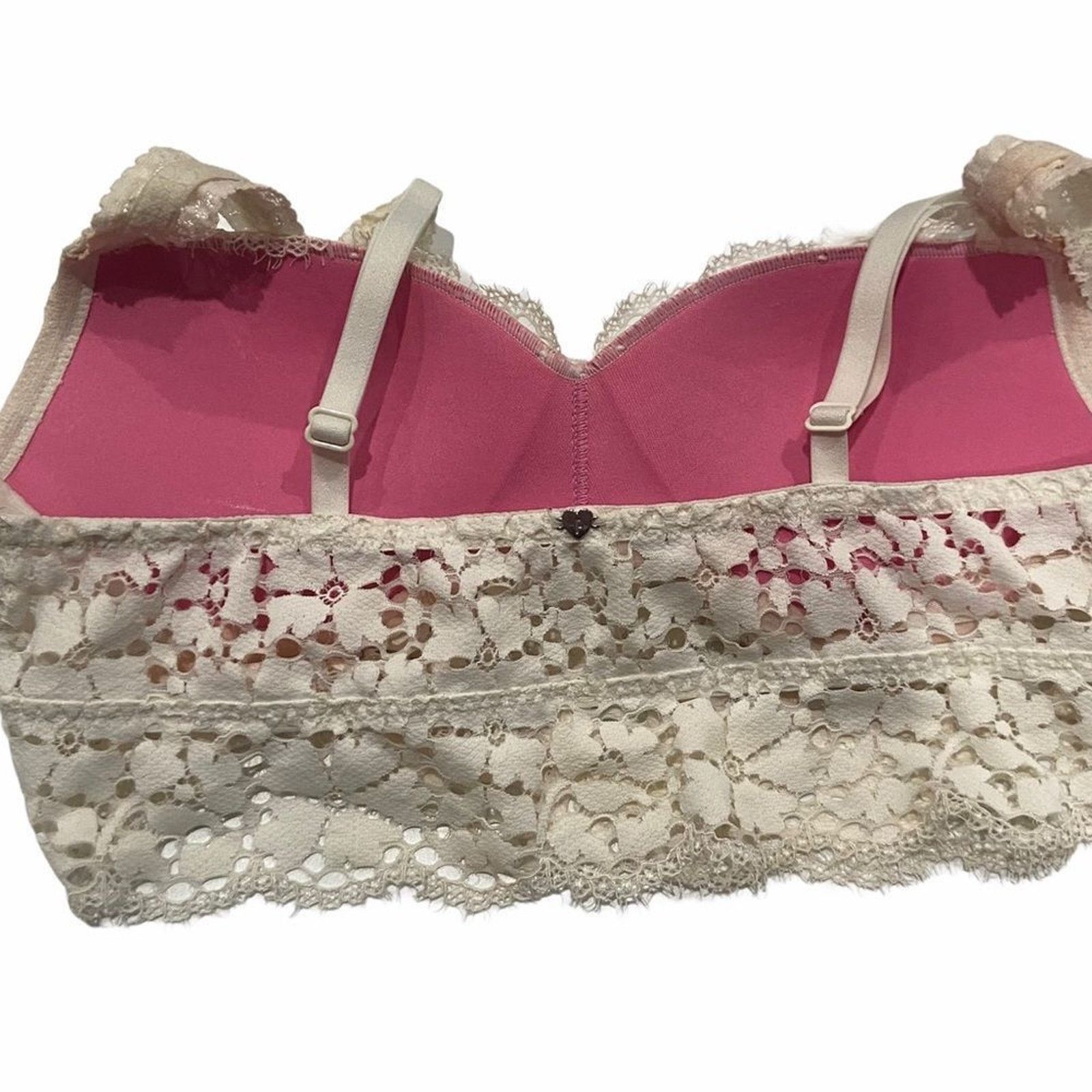 Victoria's Secret VICTORIA’S SECRET Off White Eyelet Beige Lace Bralette Size ONE SIZE - 2 Thumbnail
