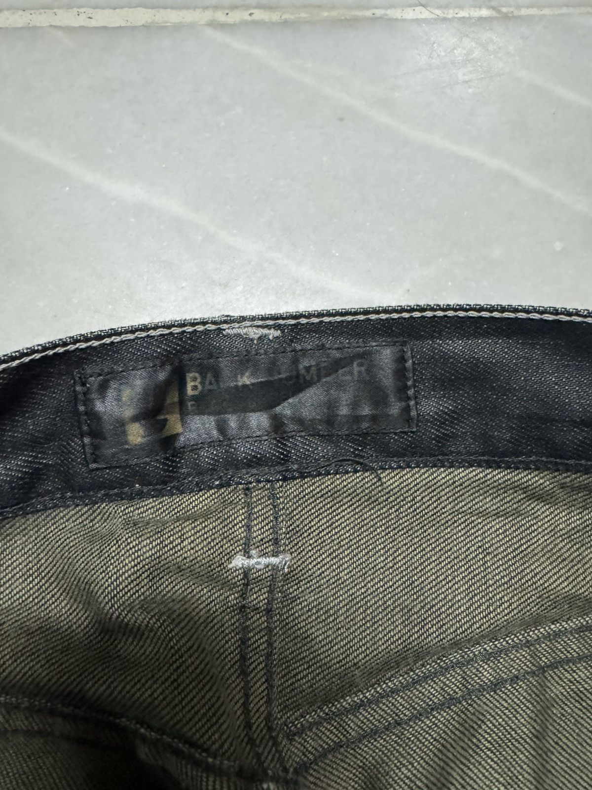 Japanese Brand VINTAGE BACK NUMBER WAXED BLACK JEANS MUDWASHED Size US 27 - 7 Thumbnail