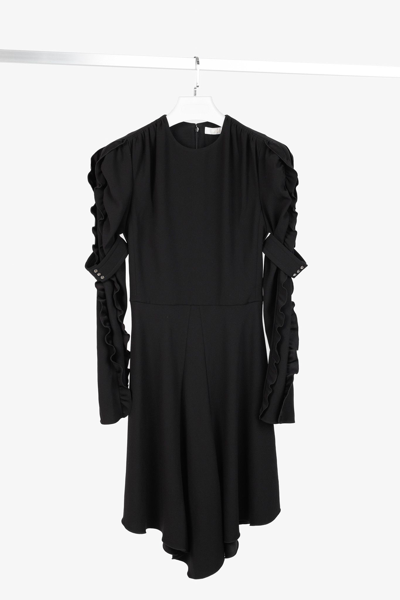 Chloe Chloe AW/18 Black Crepe Ruffled-Sleeve Midi Dress Size XS / US 0-2 / IT 36-38 - 1 Thumbnail