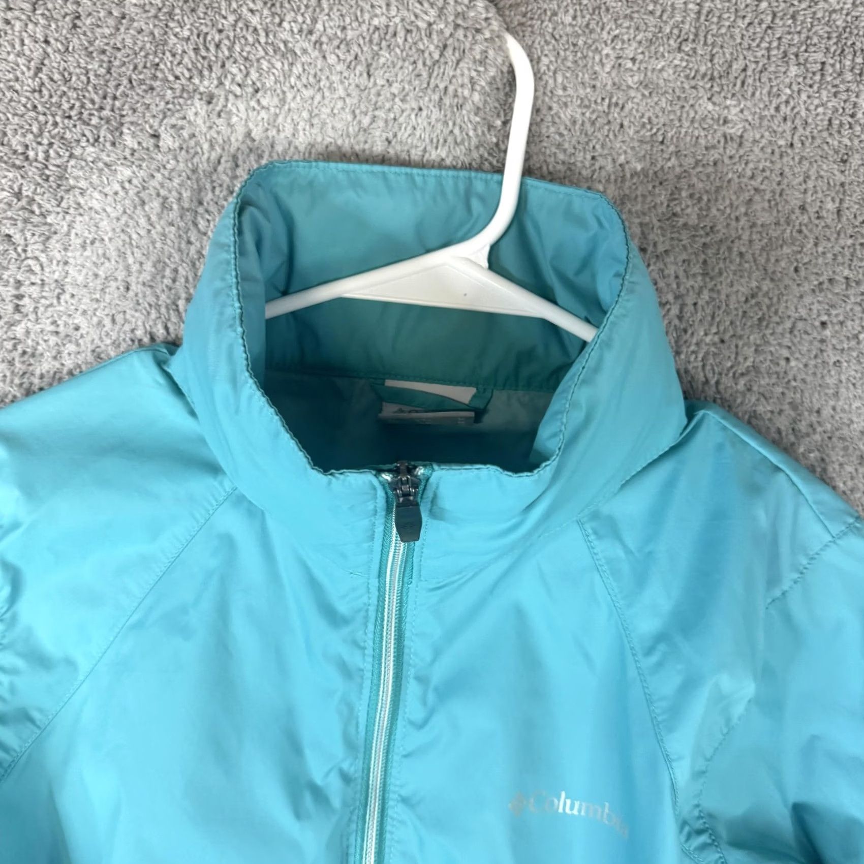 Vintage Columbia Jacket Womens Medium Blue Hooded Full Zip Lightweight Windbreaker Shell Size M / US 6-8 / IT 42-44 - 6 Thumbnail