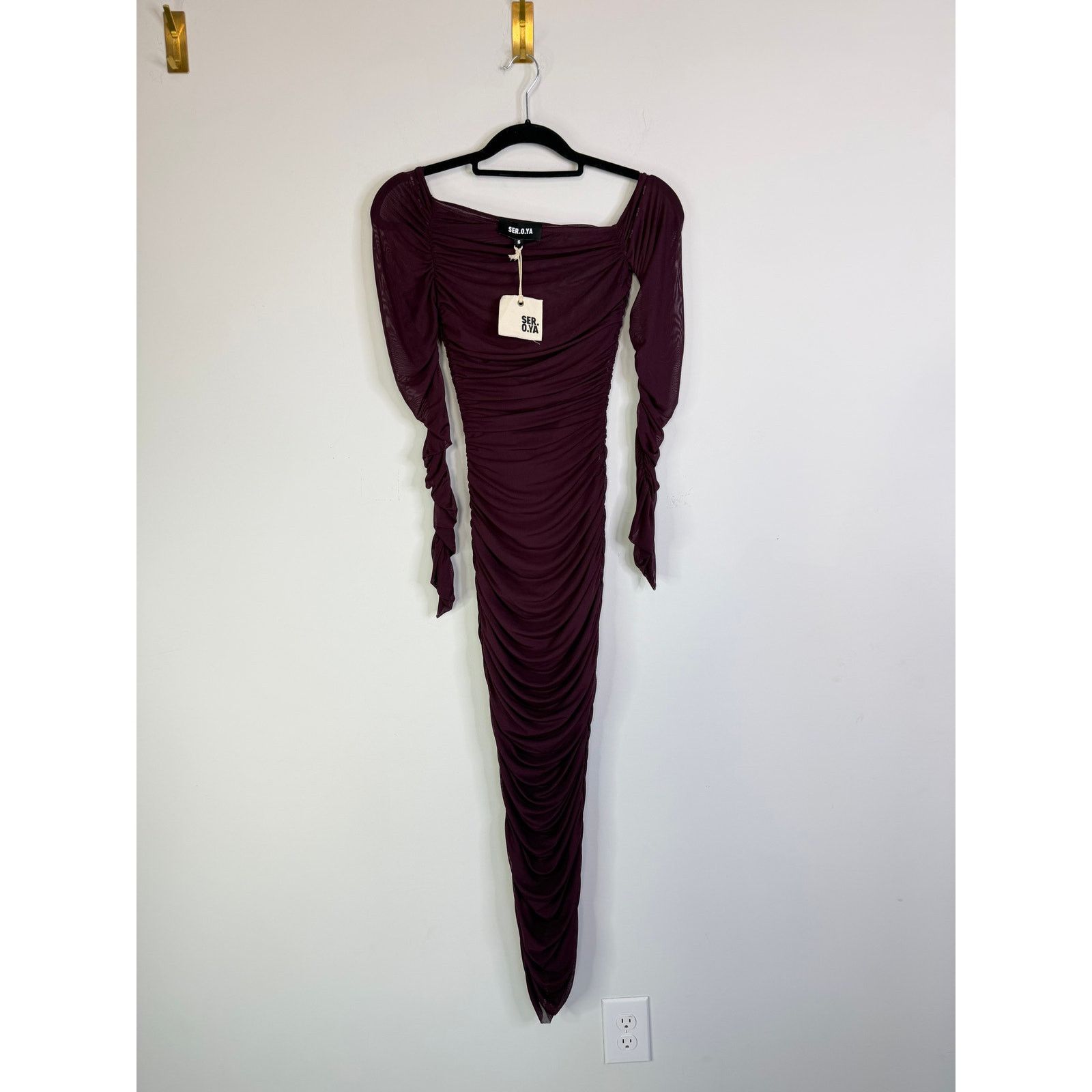 SER.O.YA NEW SEROYA Chantae Mesh Dress in Merlot Size Small Size S / US 4 / IT 40 - 3 Thumbnail