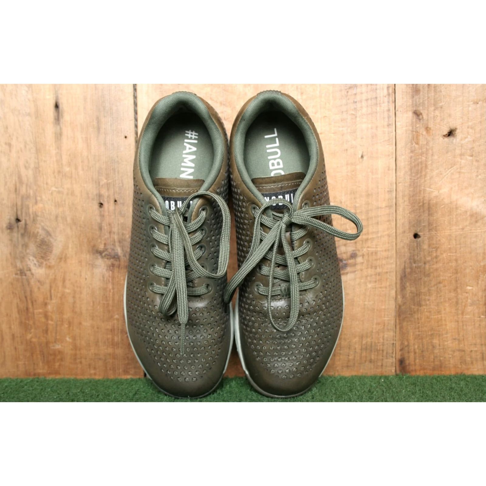 Vintage NOBULL Athletic Sneaker | Leather Upper | Perforated Olive Green | Unisex Adults | Men's 7.5 / Women's 9 | Green | Sneaker Size US 7 / IT 37 - 4 Thumbnail