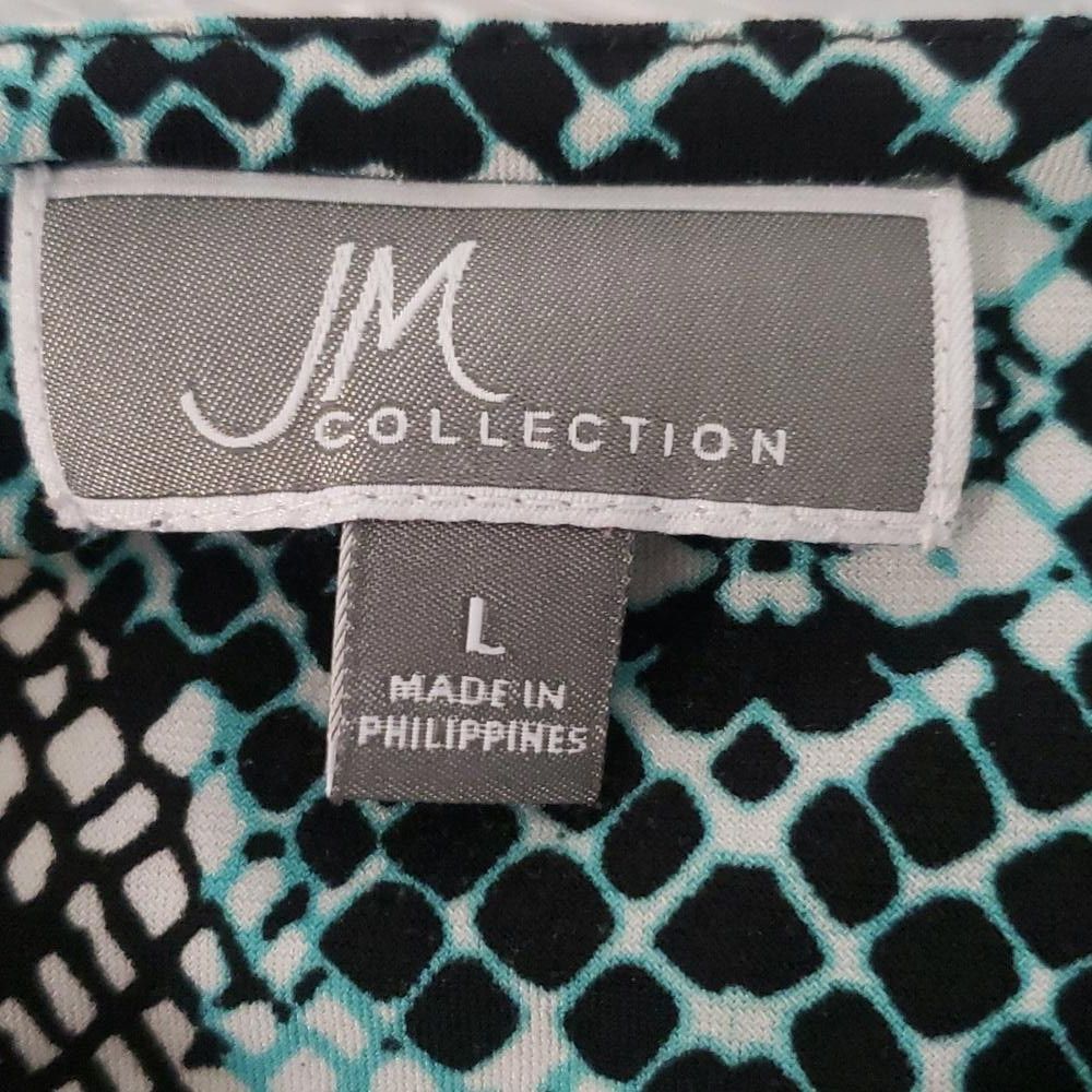 Designer CT209 JM Collection Blue & Black Animal Print Blouse L Size L / US 10 / IT 46 - 3 Thumbnail