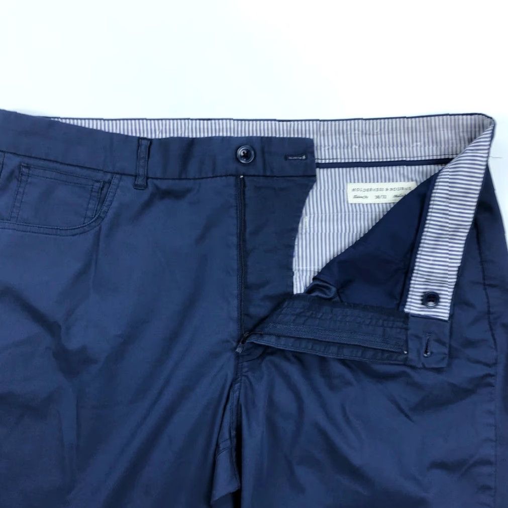 Vintage Holderness & Bourne The Warner Pants Men 38x32 Navy Tailored Stretch Chino Flat Front Belt Loops Pockets Size US 38 / EU 54 - 2 Thumbnail