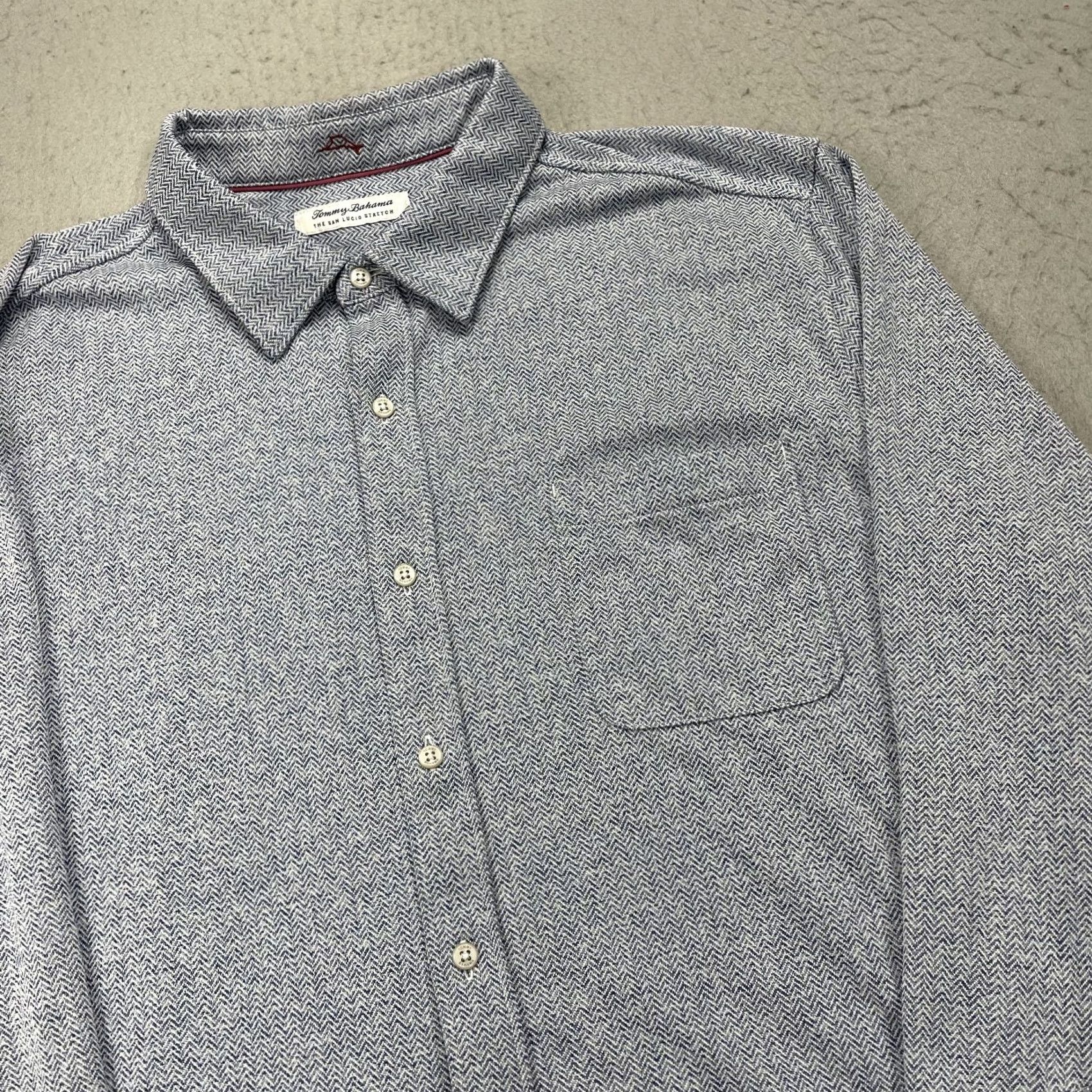 Tommy Bahama Tommy Bahama Shirt Mens 2XL XXL Blue San Lucio Stretch Herringbone IslandZone Shirt Size US XXL / EU 58 / 5 - 3 Thumbnail