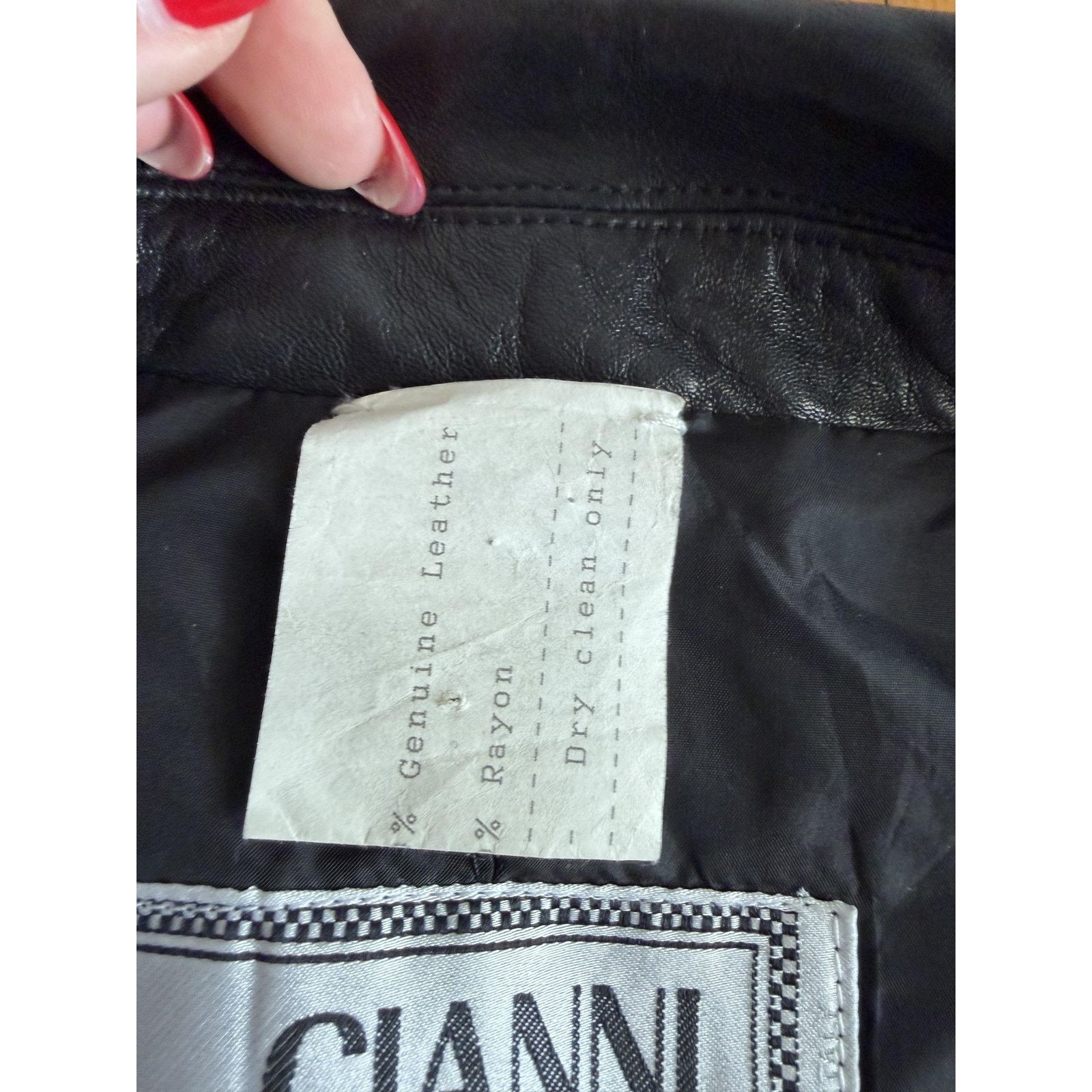 Vintage Gianni Versace Jacket Large Black Leather Moto Italy