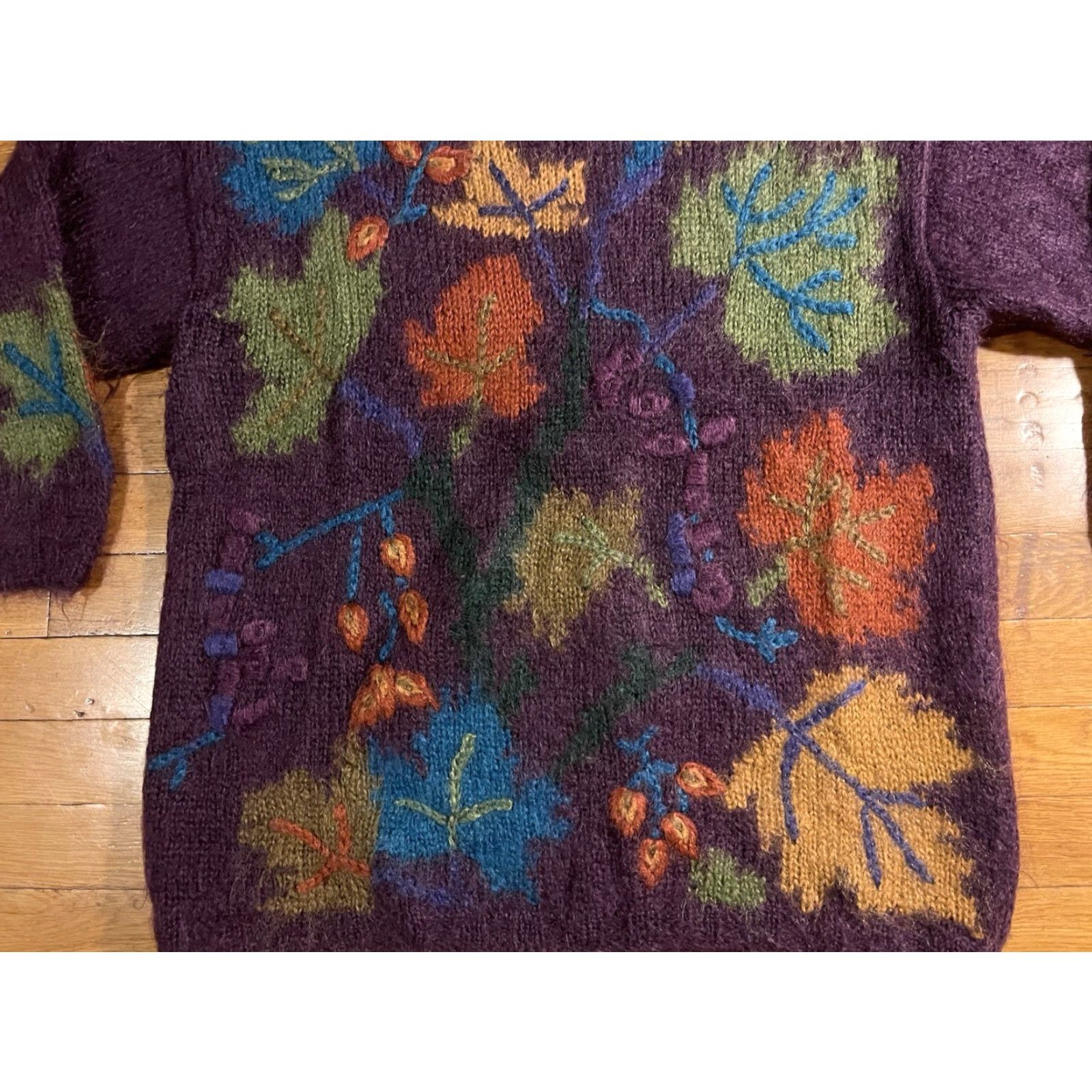 Vintage VINTAGE Fenn Wright Manson Workshop Leaves Mohair Sweater Women’s L Purple Size L / US 10 / IT 46 - 3 Thumbnail