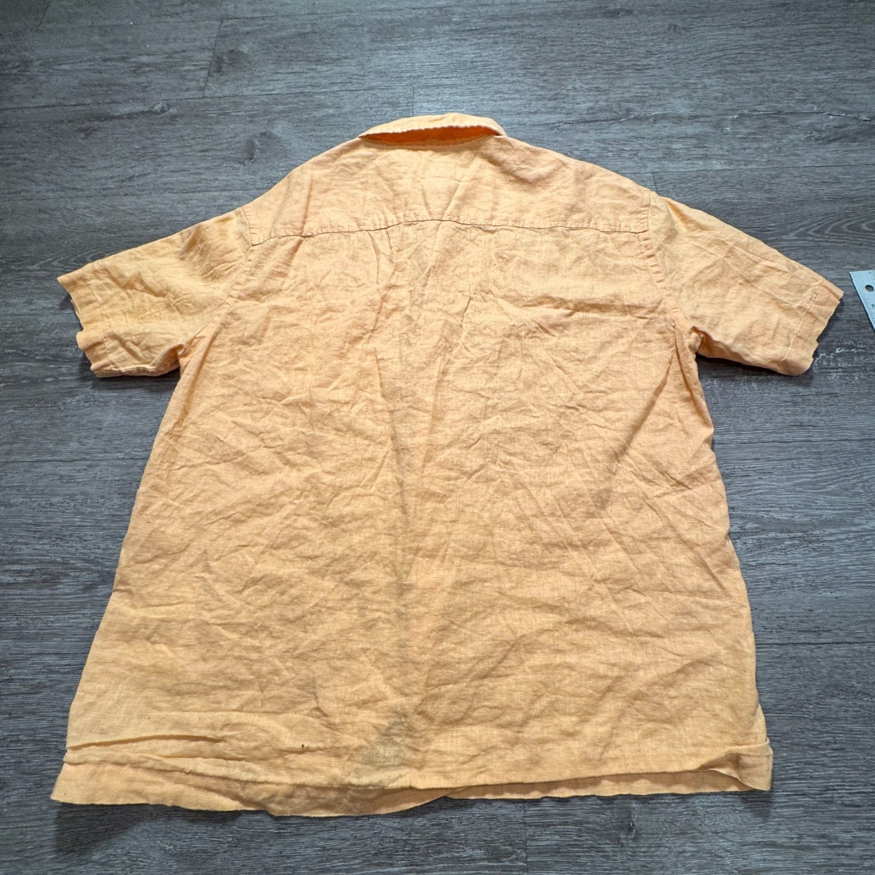H&M H&M Shirt Mens M Orange Linen Button-Up Short Sleeve Pocket Classic Regular Size US M / EU 48-50 / 2 - 5 Thumbnail