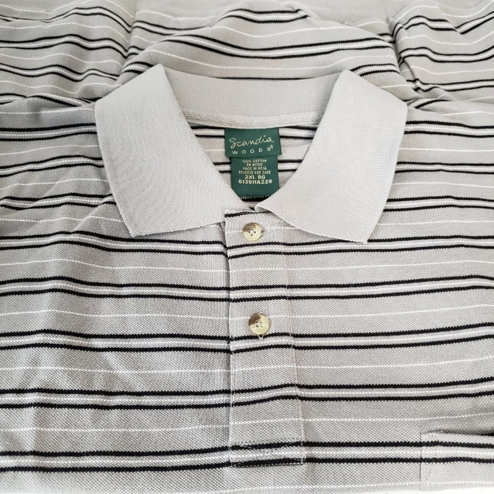 Designer Scandia Woods Stripe Button Top Spread Collar Golf Polo 2XL Size US XXL / EU 58 / 5 - 3 Thumbnail