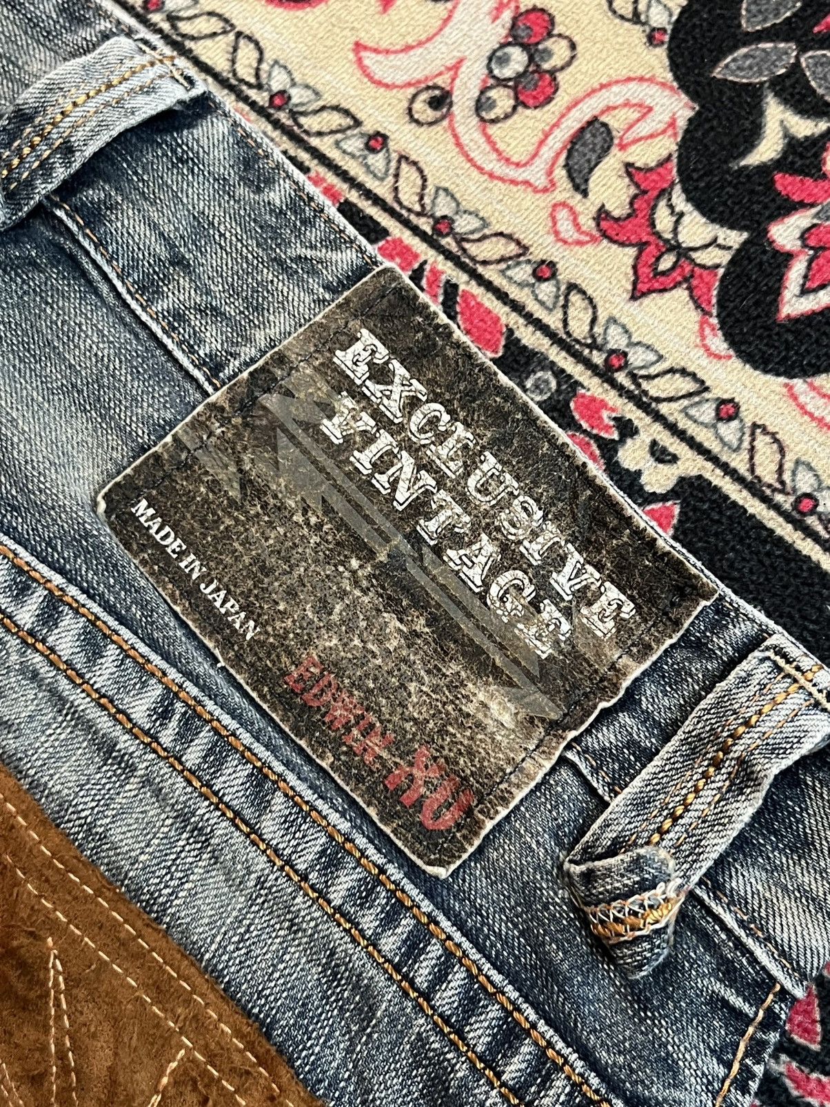 Edwin Vintage Edwin XVS Blue Faded Washed Whisker Straight Jeans Size US 30 / EU 46 - 7 Thumbnail