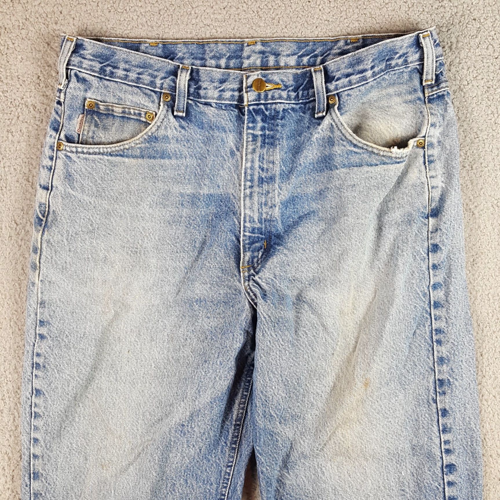 Carhartt VINTAGE Carhartt Jeans 38x30 Distressed Grunge Workwear Denim Men 38 Regular Blue Y2K 90s Skater Work USA Mens Size US 38 / EU 54 - 2 Thumbnail