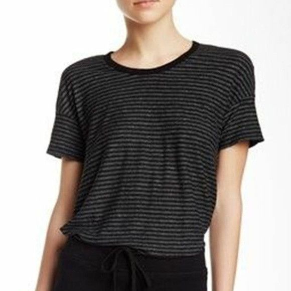 James Perse JAMES PERSE Split Hem STRIPED TEE Black Grey Size XS / US 0-2 / IT 36-38 - 1 Thumbnail