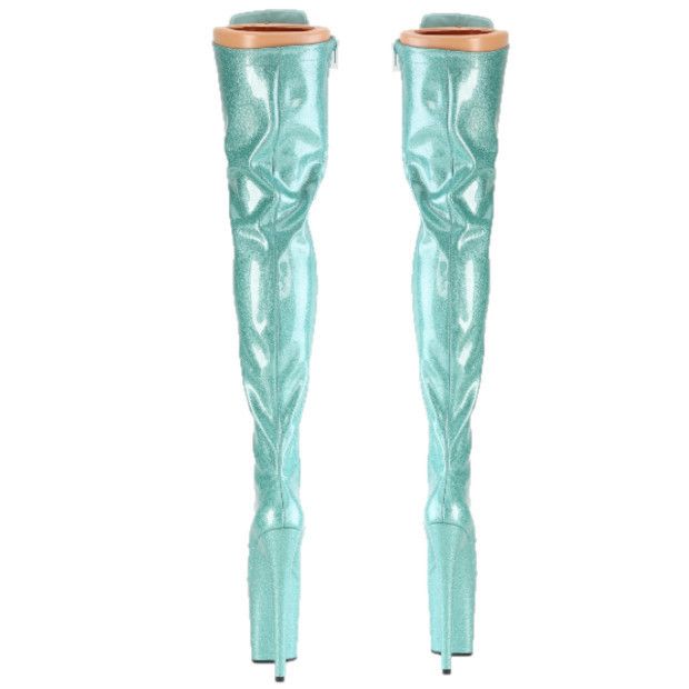 Other Flamingo Aqua Glitter Patent 3020 Thigh High 4 " Platform Bo Size US 6 / IT 36 - 4 Thumbnail