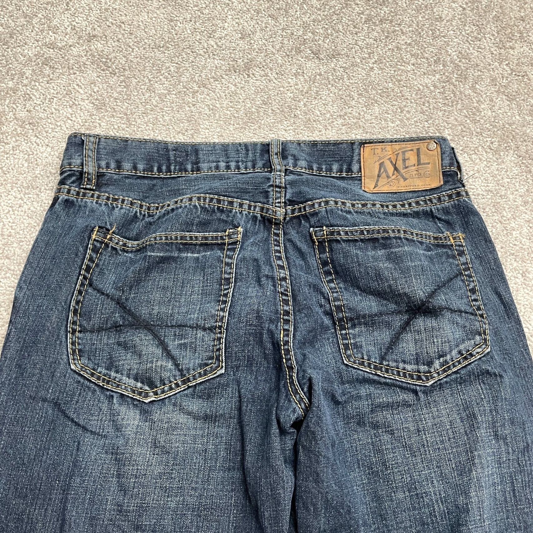 Denime Axel Jeans Denim Blue Dark Wash Mid Rise 32x30 Cotton Regular Womens Straight 5-Pocket Design Classic City USA (Mens) Size 24" / US 00 / IT 34 - 7 Thumbnail