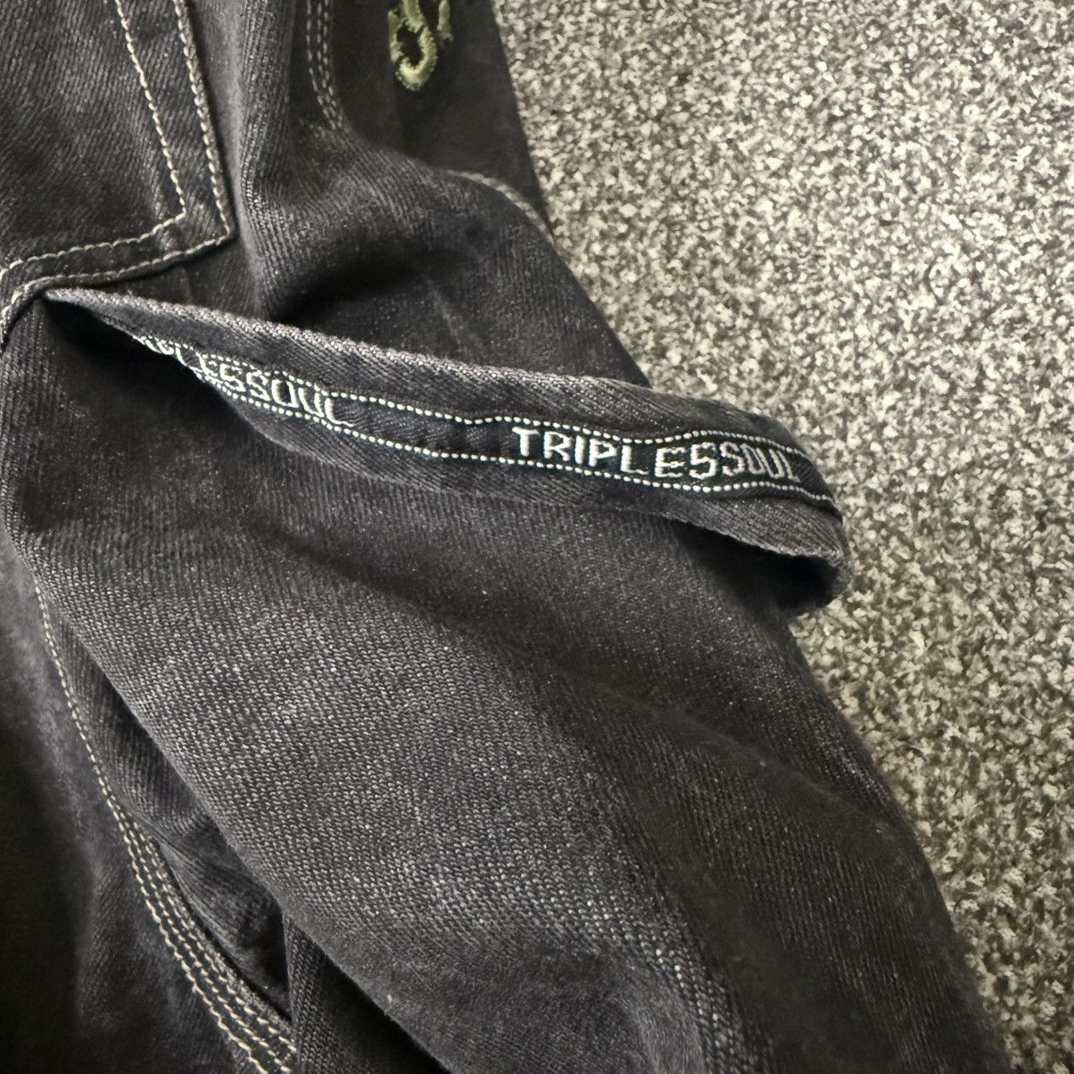 If Six Was Nine Triple 5 Soul Faded Black Baggy Crazy Jeans Size US 36 / EU 52 - 9 Thumbnail