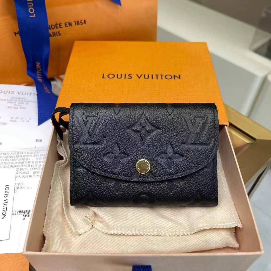 Louis Vuitton LV Rosalie short snap embossed leather cardholder black Size ONE SIZE - 2 Thumbnail