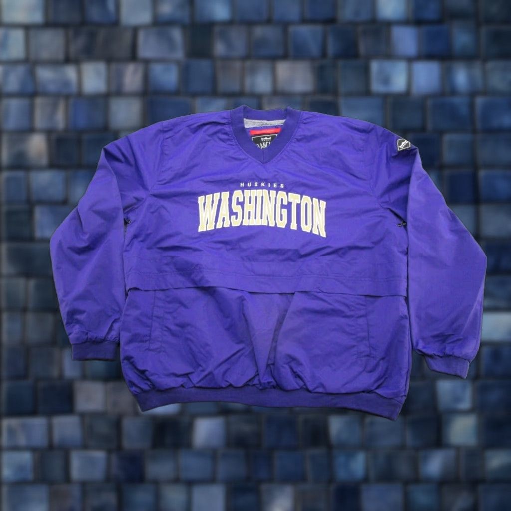 Vintage Franchise Club Jacket Men XL Purple Washington University Huskies V Neck Windbreaker Mens Size US XL / EU 56 / 4 - 1 Thumbnail