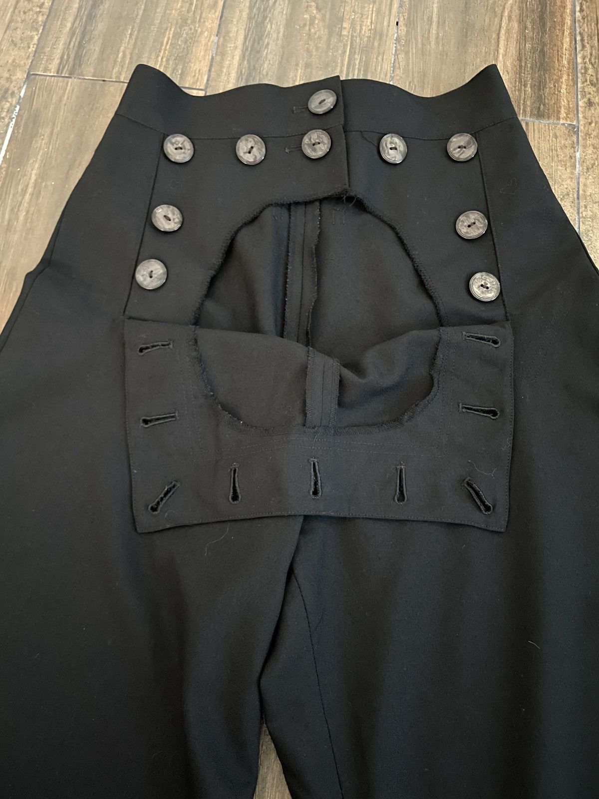 Jean Paul Gaultier Jean Paul Gaultier Black Wool Sailor Pants Wide Leg Hi Rise Size 25" / US 0 / IT 36 - 4 Thumbnail