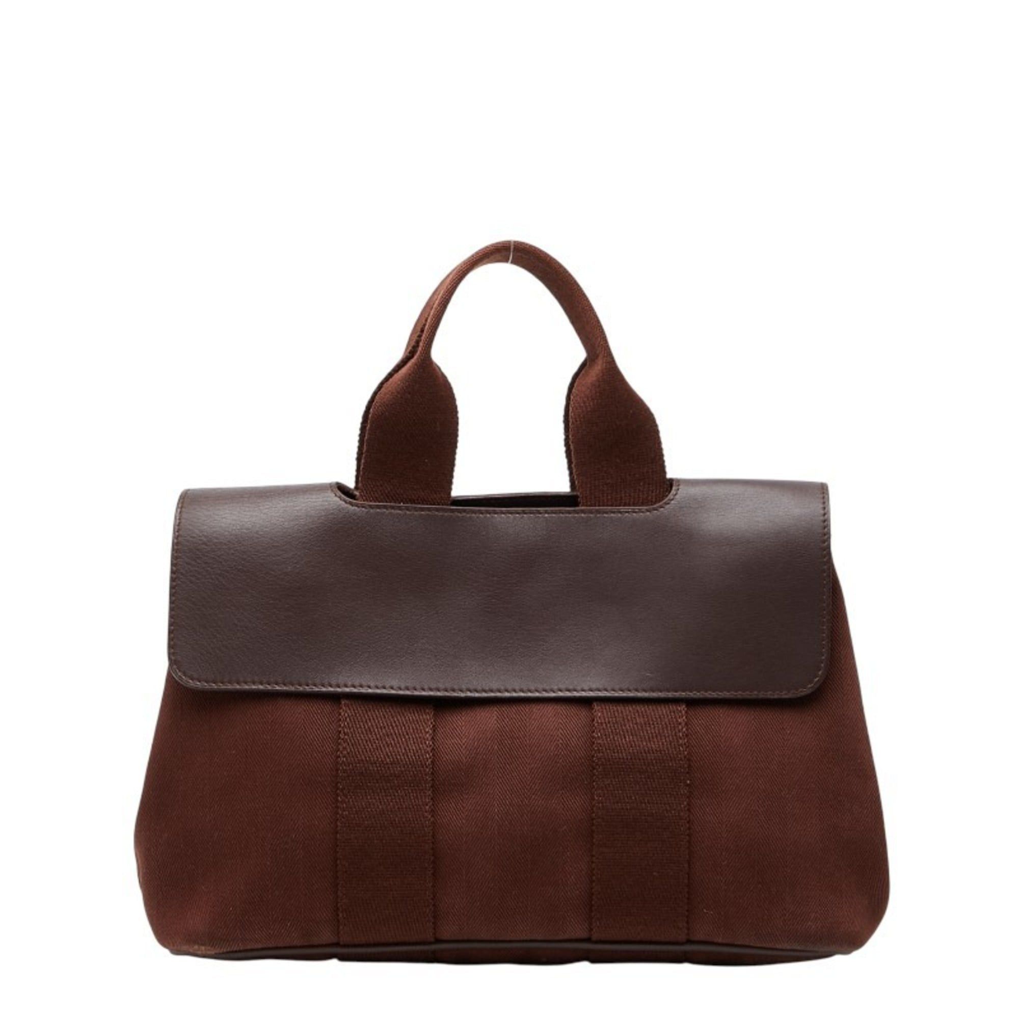 Hermes Hermes Hermès Valparaiso PM Handbag Tote Bag in Brown Toile Chevron Leather for Women Size ONE SIZE - 1 Thumbnail