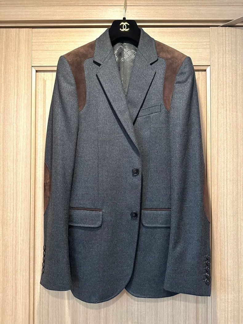 Gucci Gucci Gray wool suede suit Size 44R - 1 Thumbnail