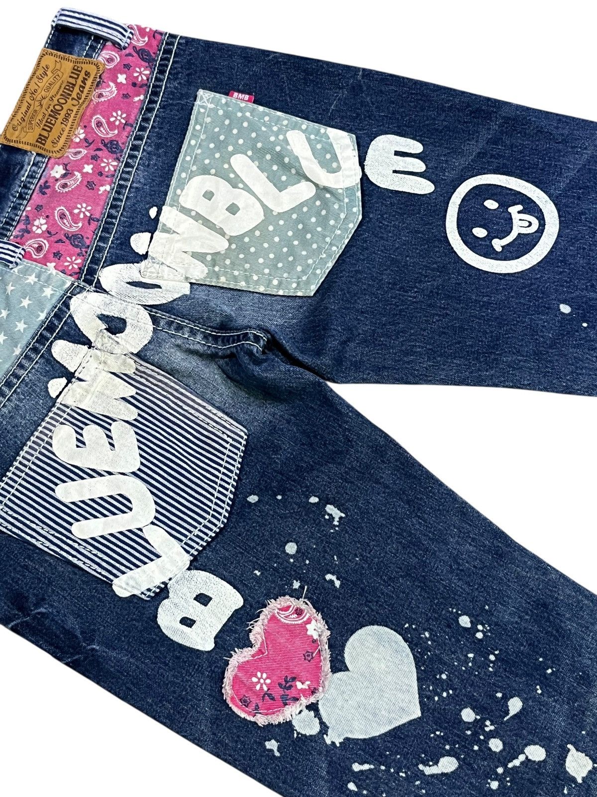 Blue Blue Japan ❤️Vintage BMB Paisley Smiley Kapital Spell-out Daicock Style Size 31" - 10 Thumbnail